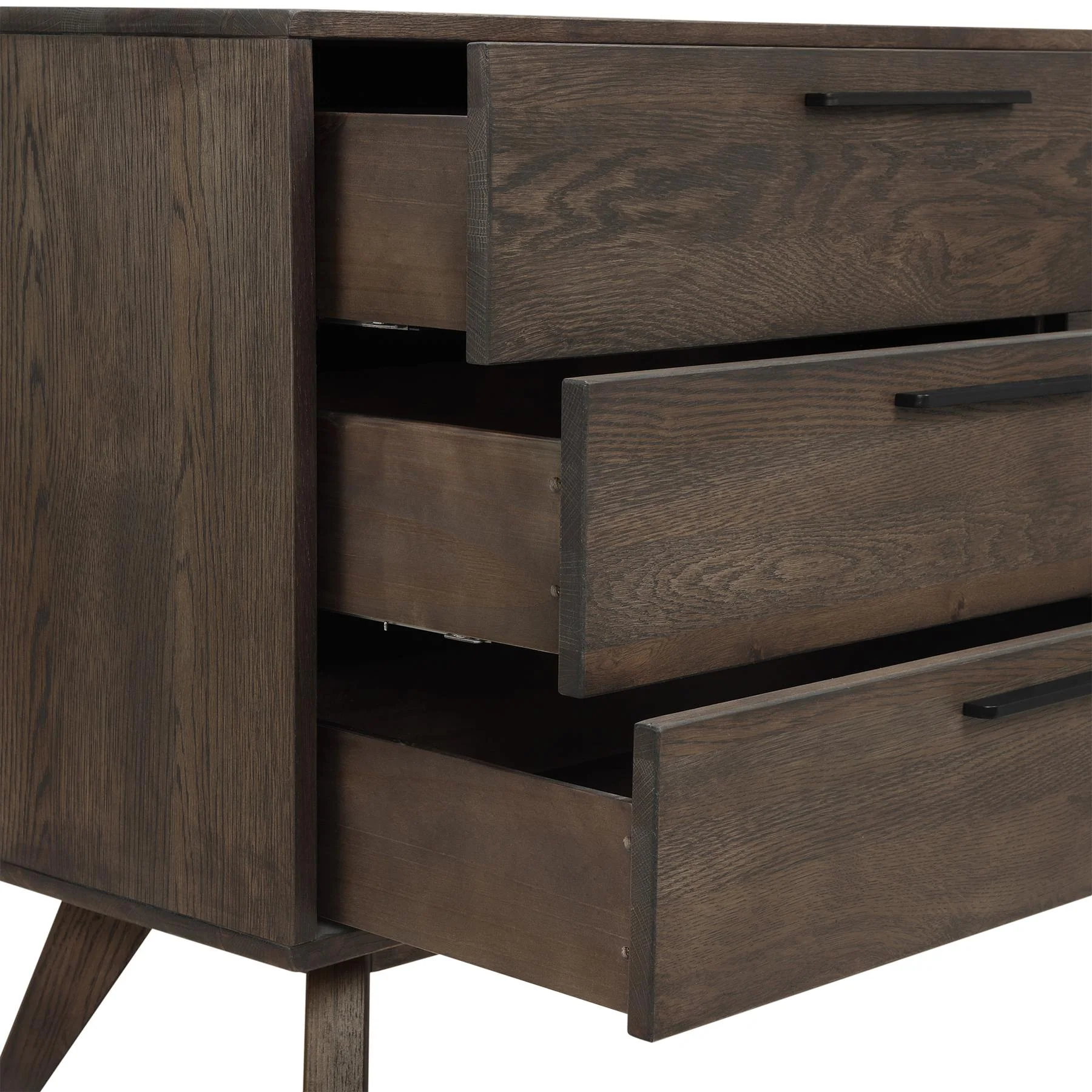 Astoria 4 Piece King Bedroom Set in Oak with Black Faux Leather - Image 6