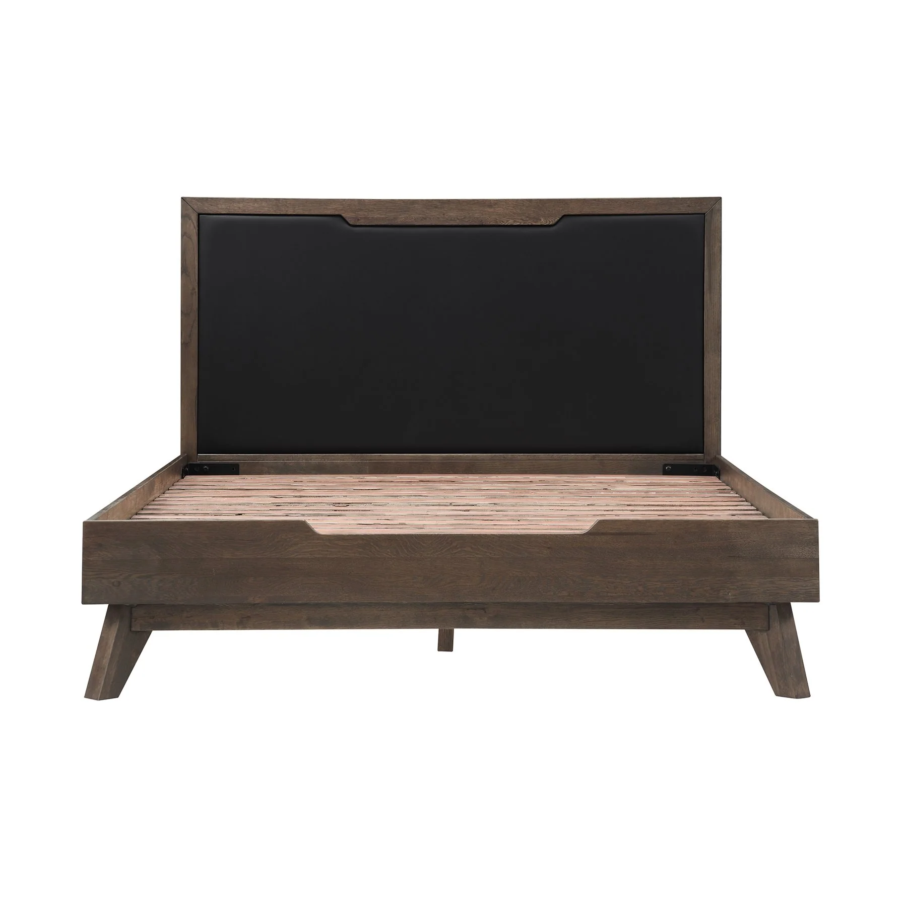 Astoria 4 Piece Queen Bedroom Set in Oak with Black Faux Leather - Image 2
