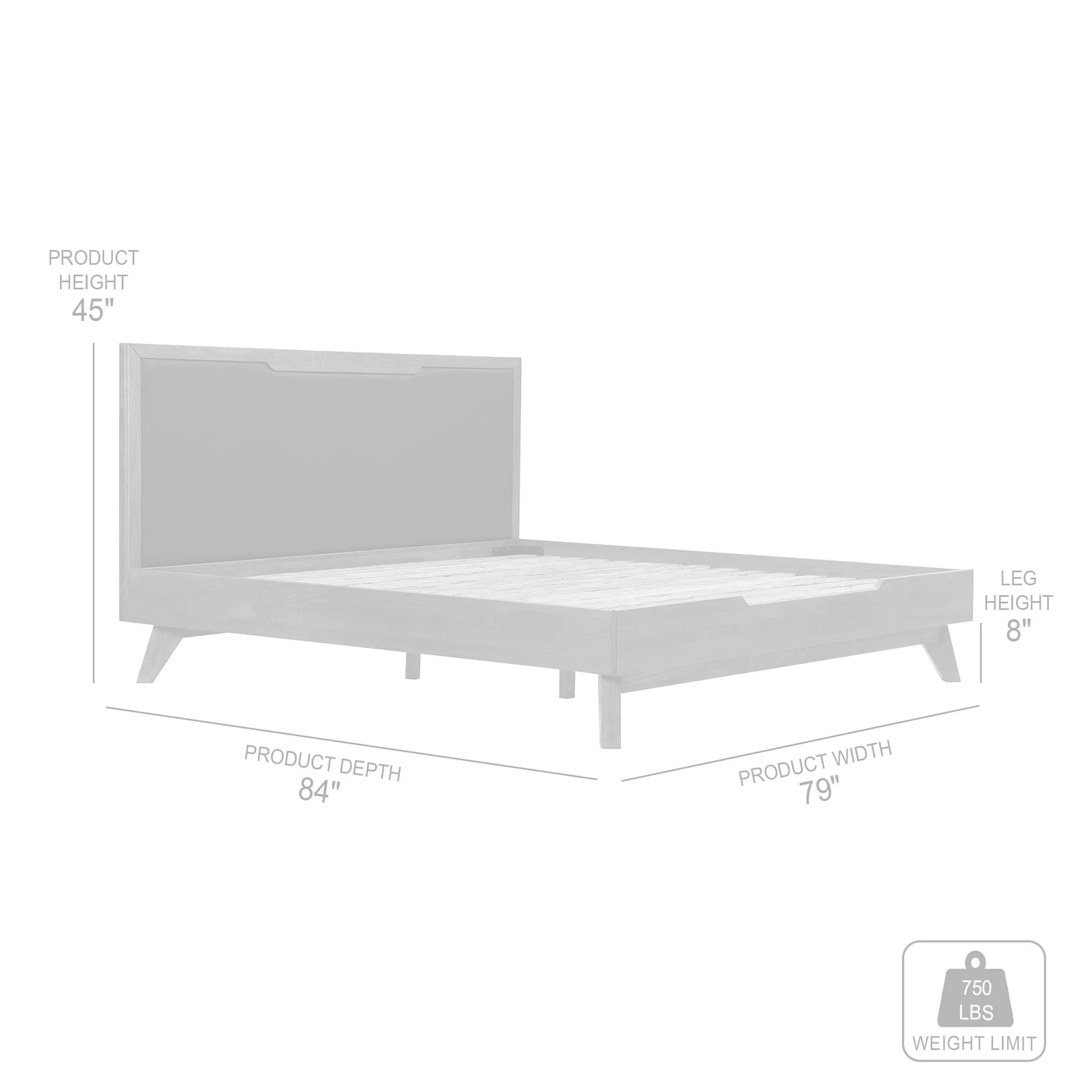 Astoria King Platform Bed Frame in Oak with Black Faux Leather - Image 9