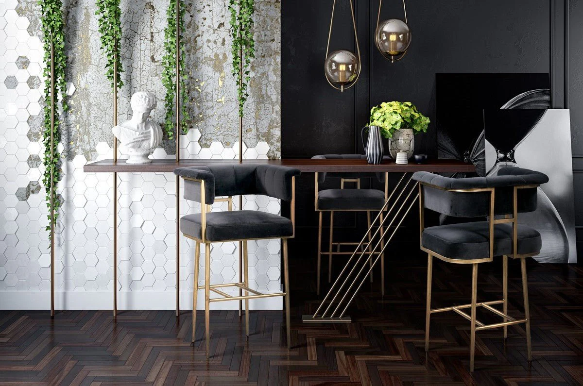 Astrid Grey Velvet Bar Stool - Image 2
