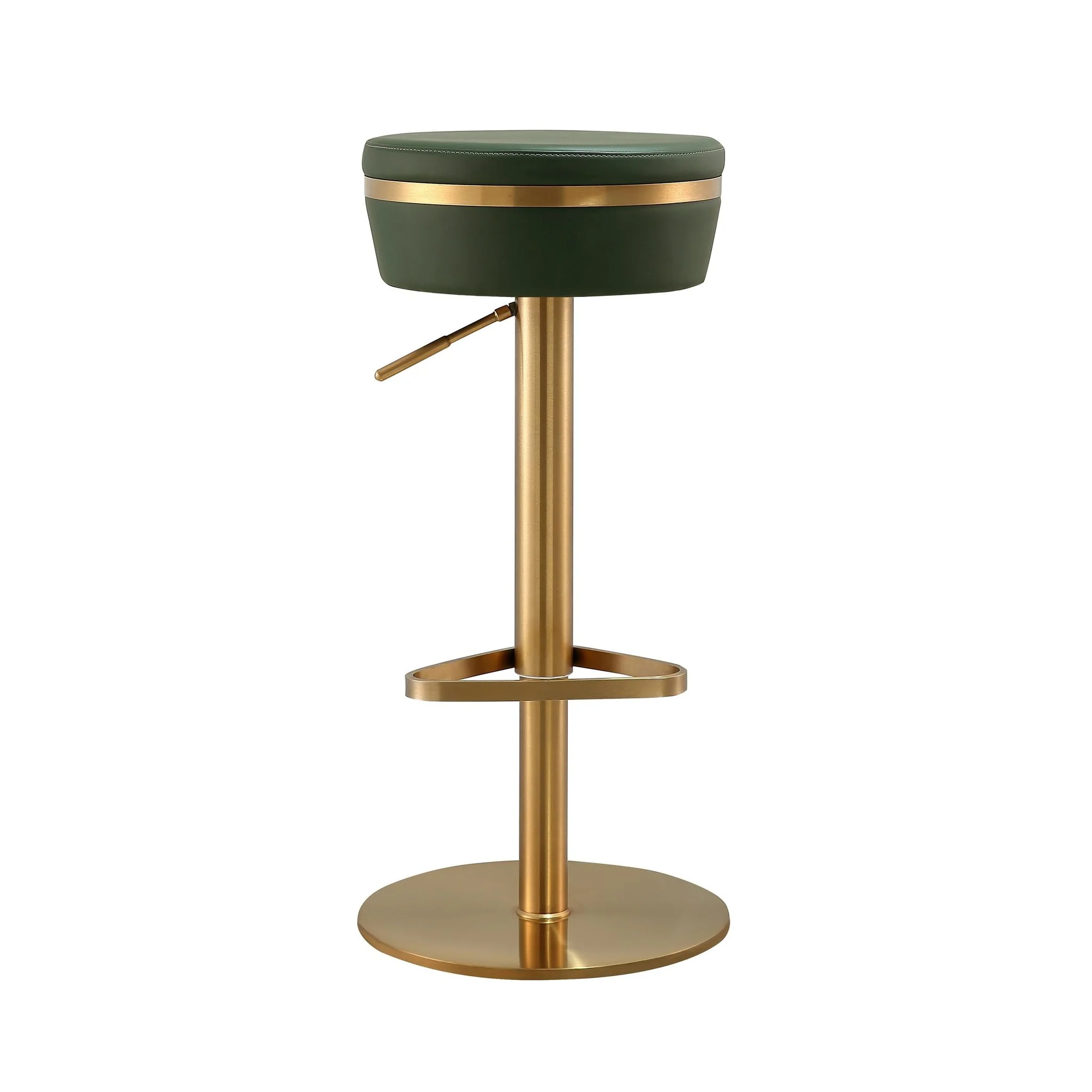 Astro Malachite Green Performance Vegan Leather and Gold  Adjustable Stool - Image 3
