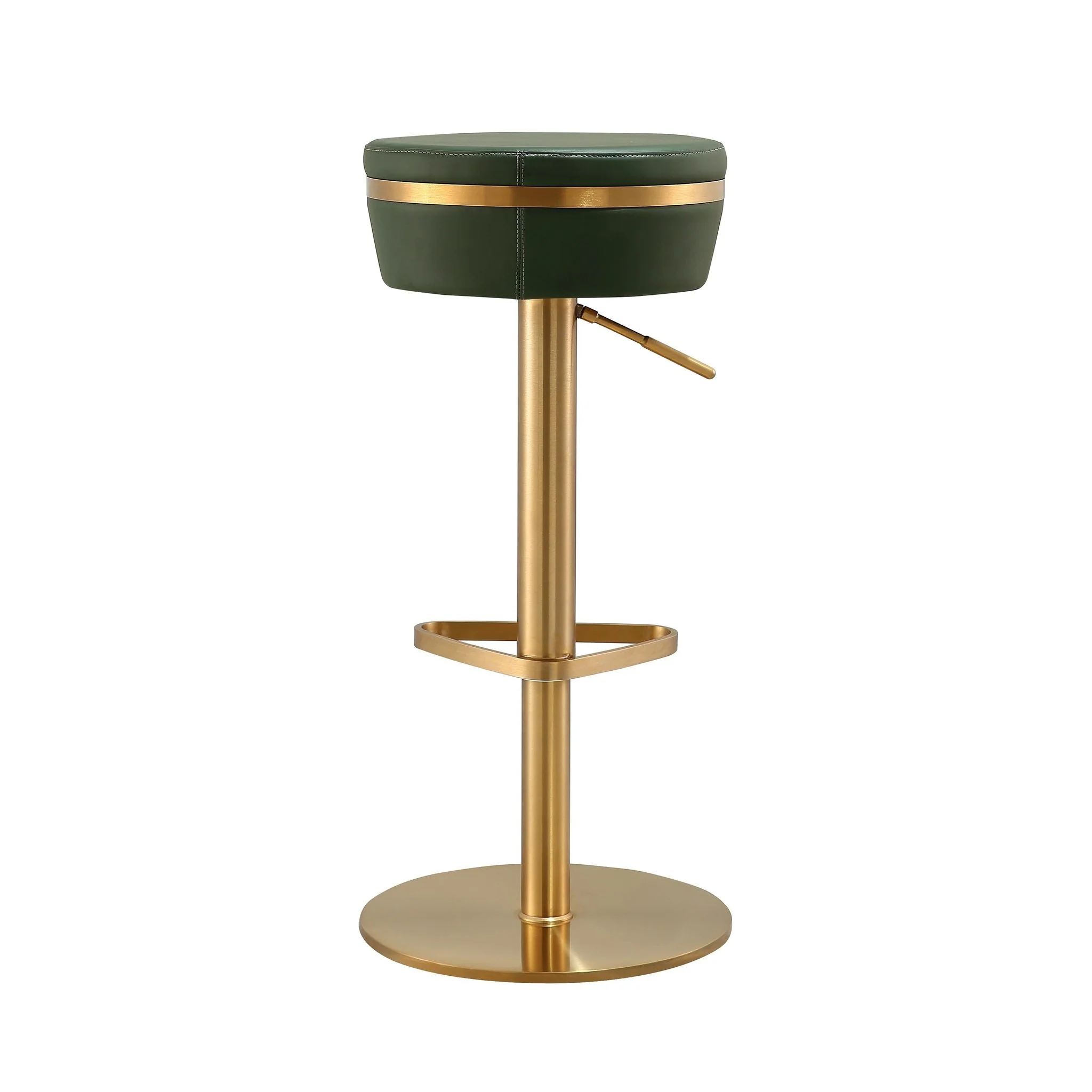 Astro Malachite Green Performance Vegan Leather and Gold  Adjustable Stool - Image 4