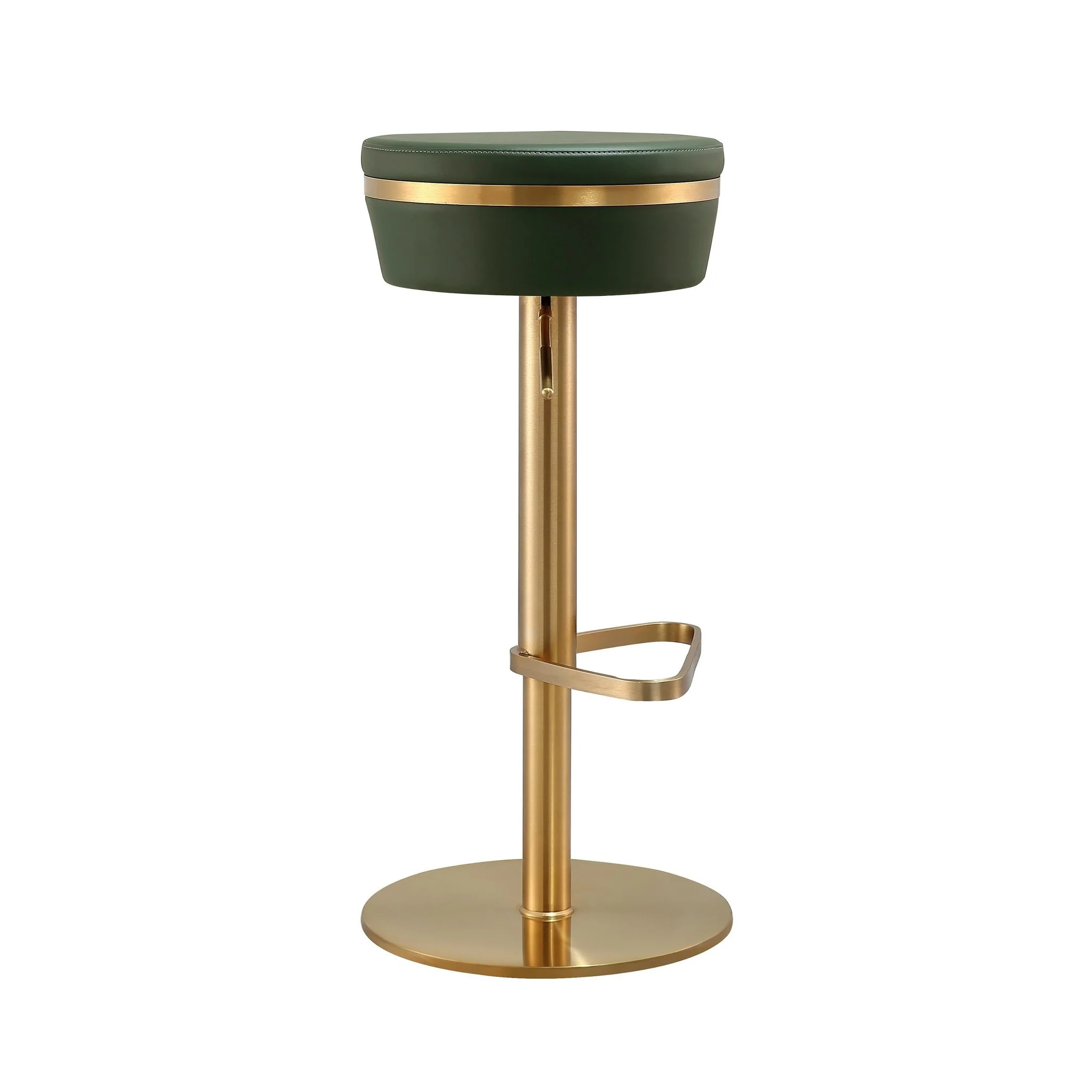 Astro Malachite Green Performance Vegan Leather and Gold  Adjustable Stool - Image 5