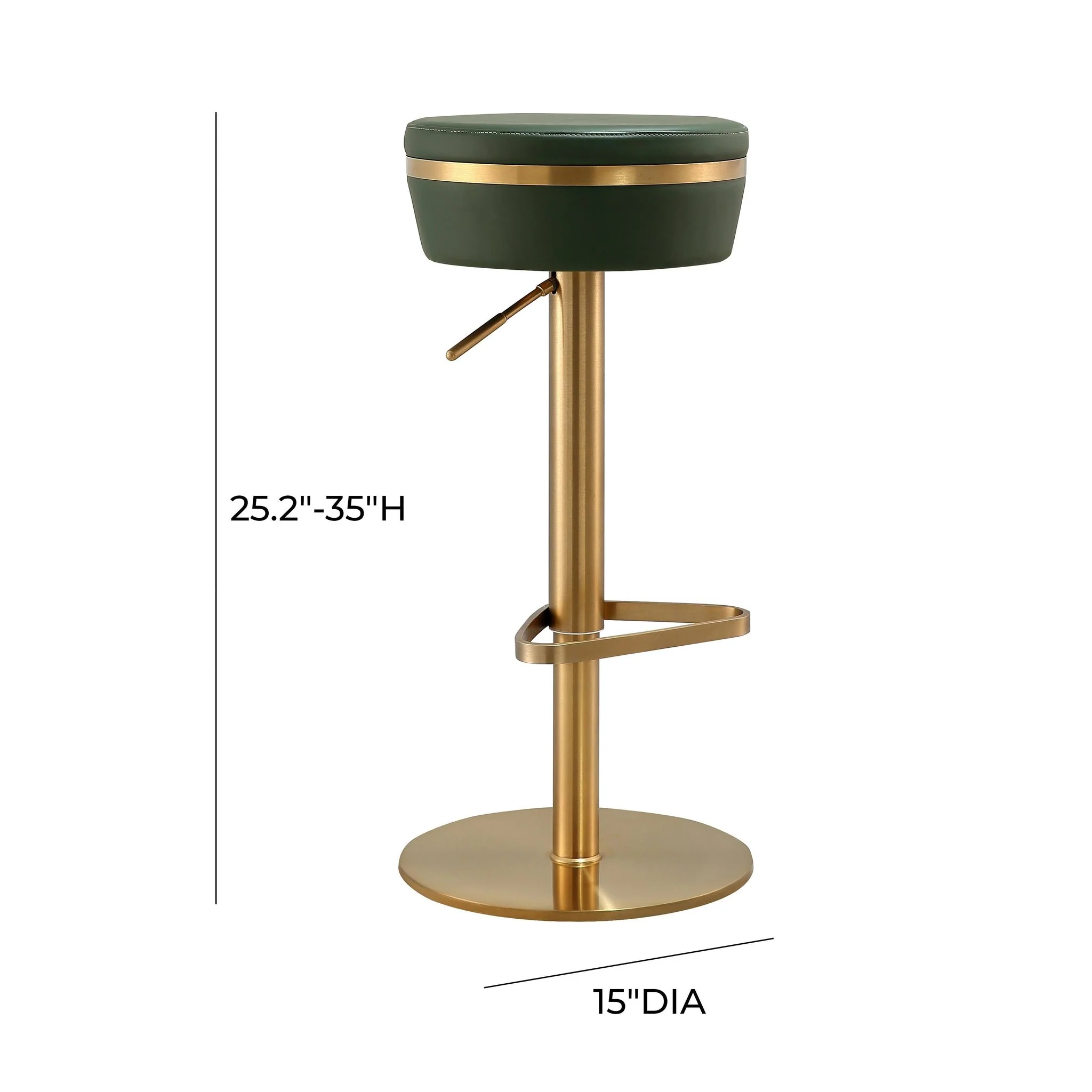 Astro Malachite Green Performance Vegan Leather and Gold  Adjustable Stool - Image 9