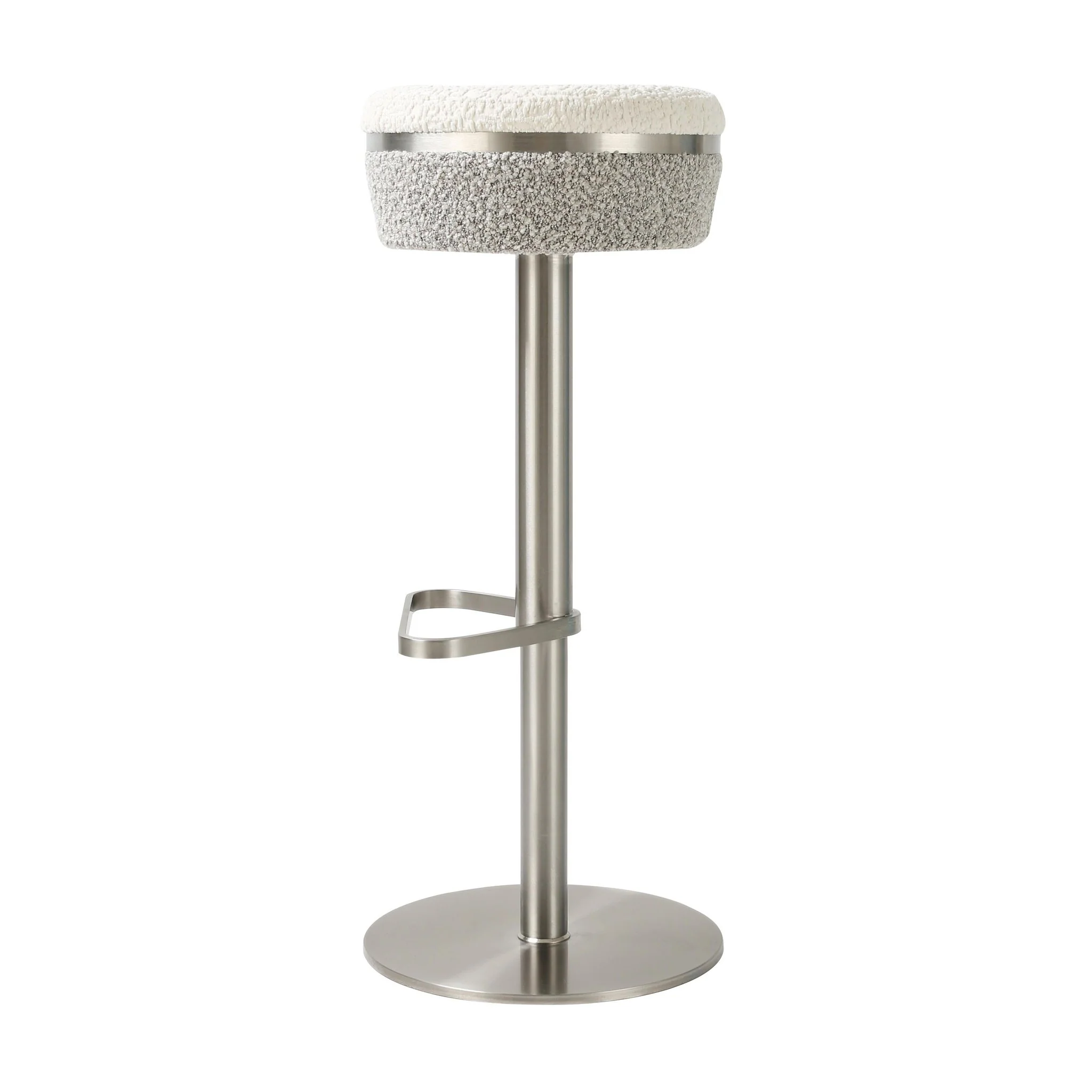 Astro White and Grey Boucle Adjustable Stool - Image 3