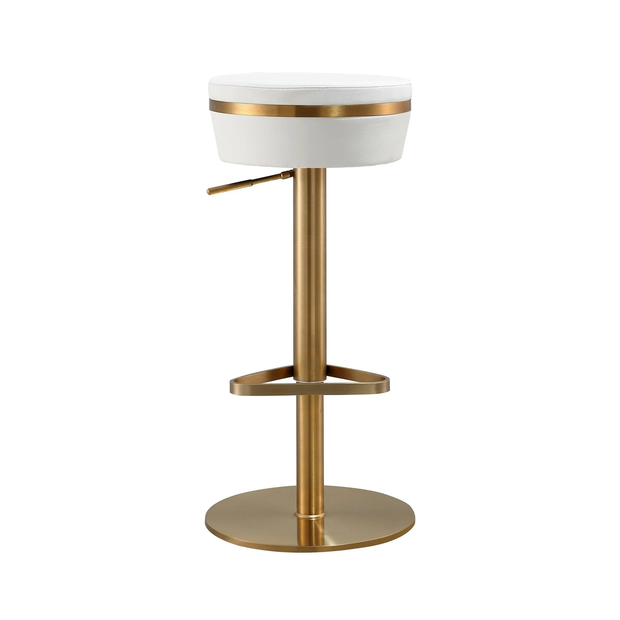 Astro White Performance Vegan Leather and Gold Adjustable Stool - Image 3