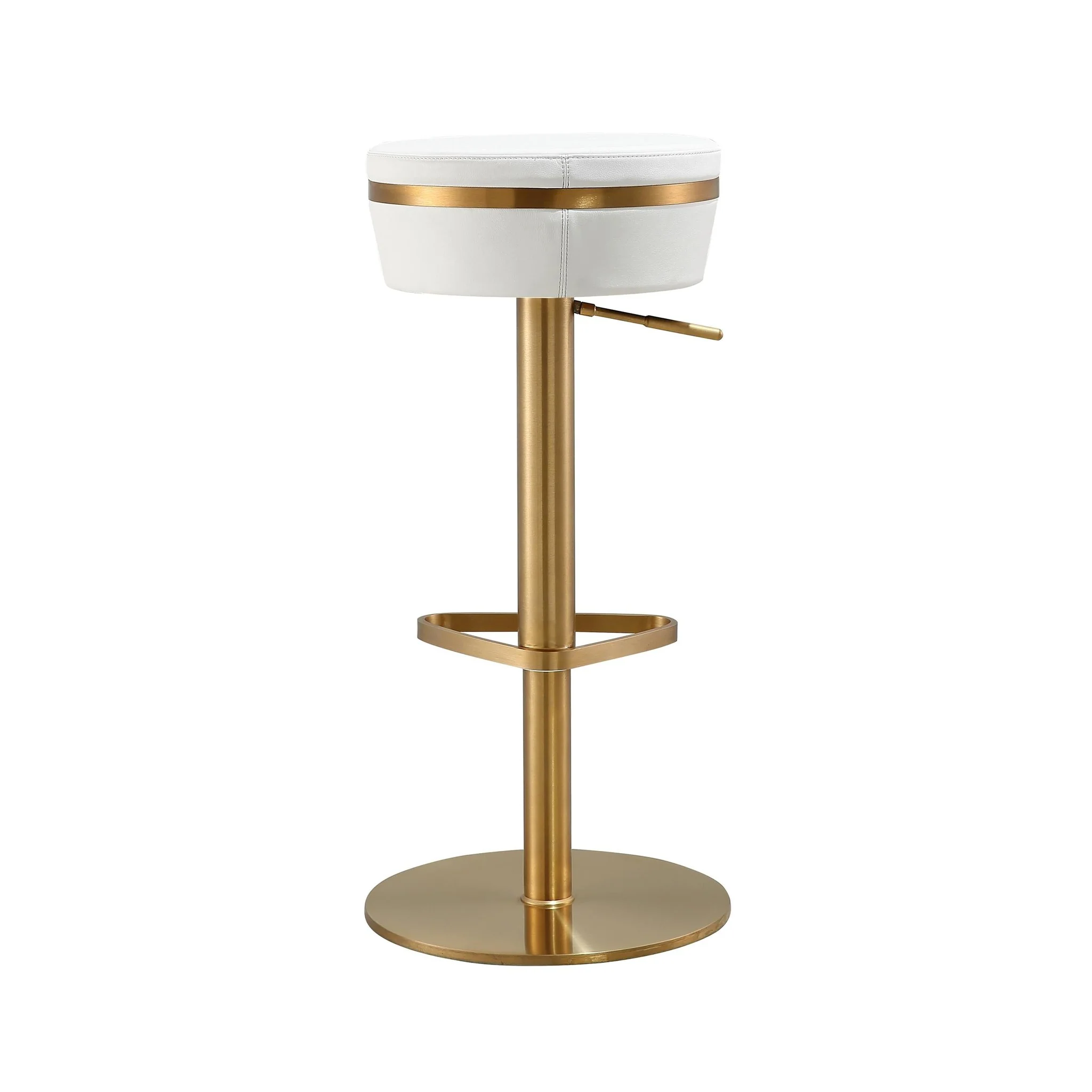 Astro White Performance Vegan Leather and Gold Adjustable Stool - Image 4
