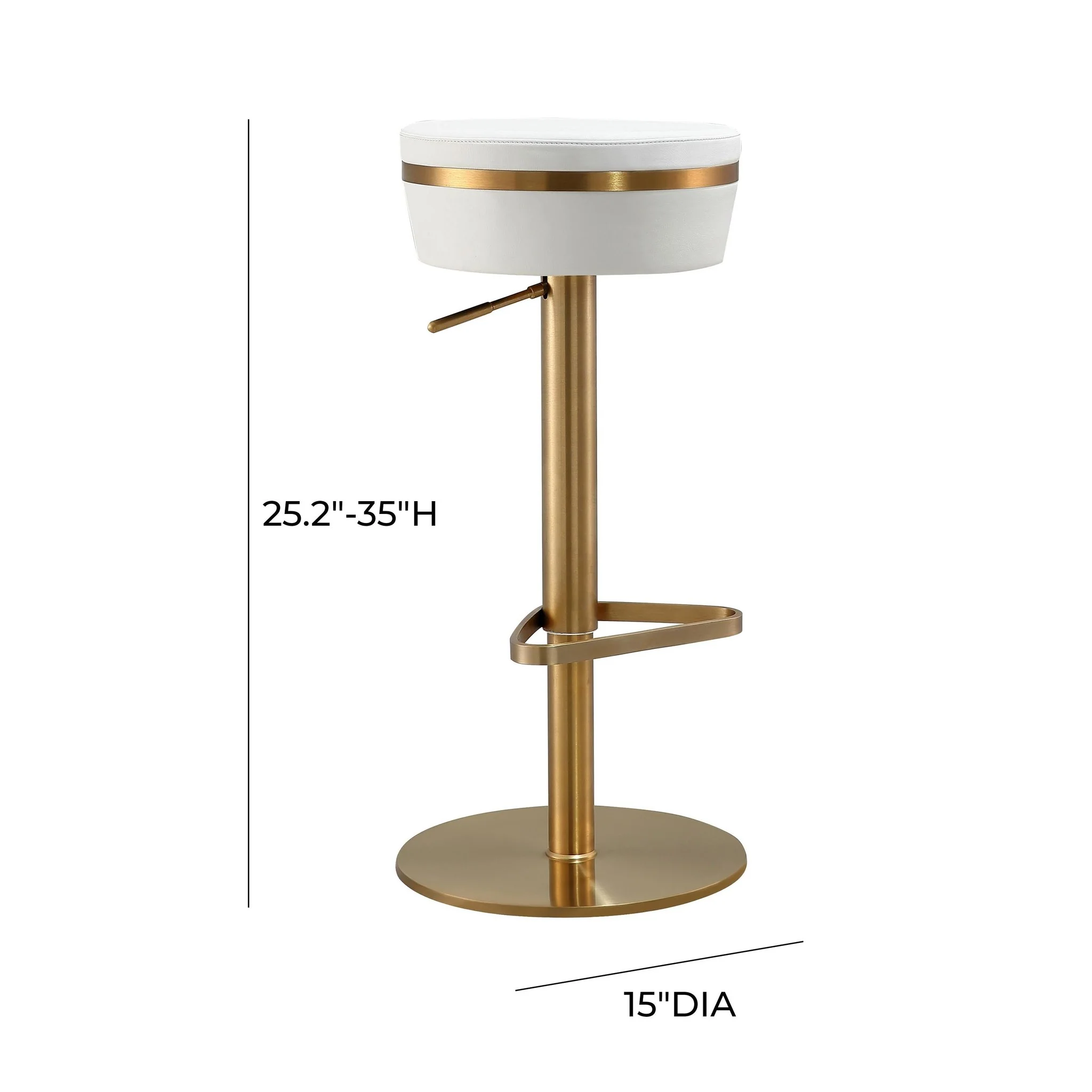 Astro White Performance Vegan Leather and Gold Adjustable Stool - Image 9