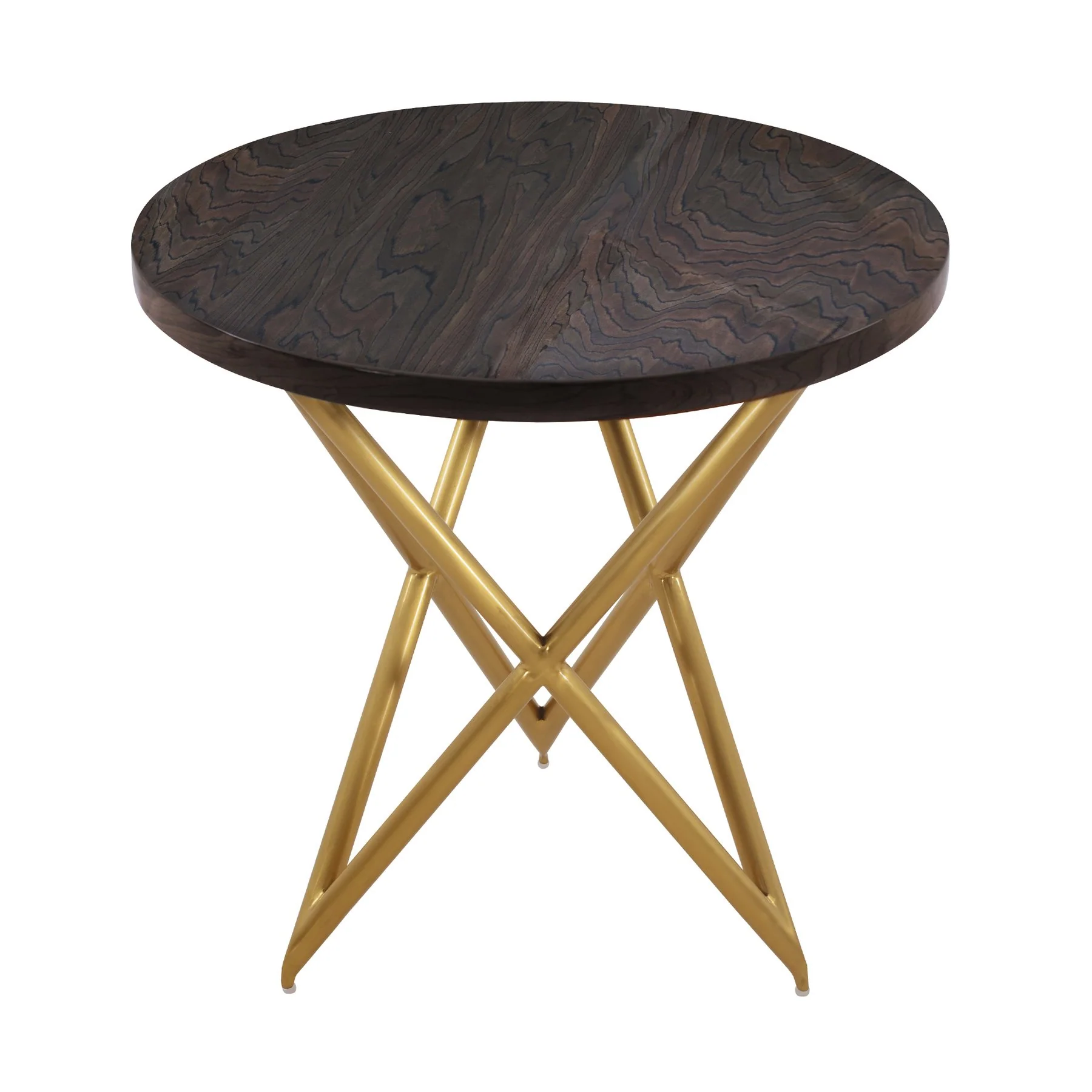 Atala Brown Veneer End Table with Brushed Gold Legs - Image 2