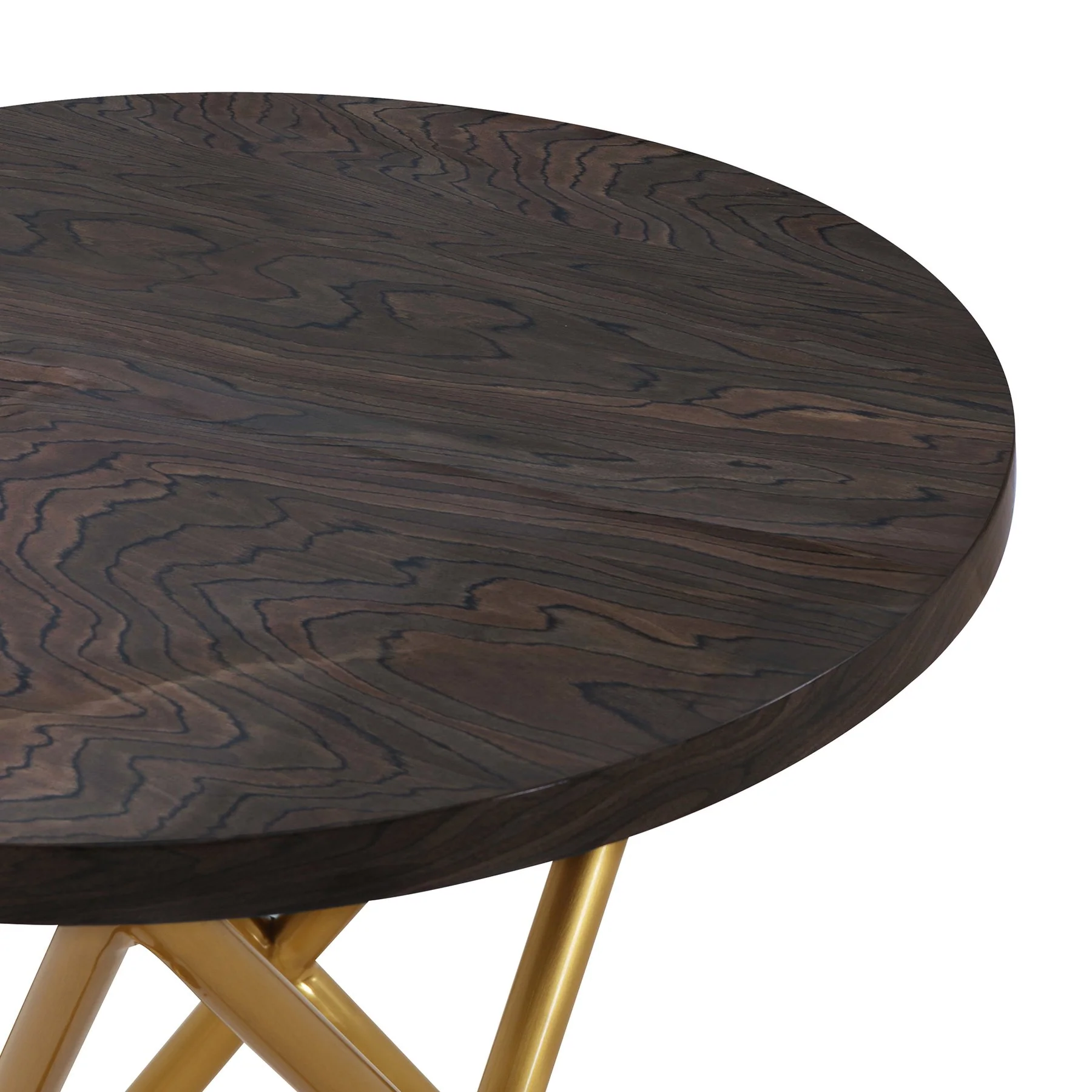 Atala Brown Veneer End Table with Brushed Gold Legs - Image 4