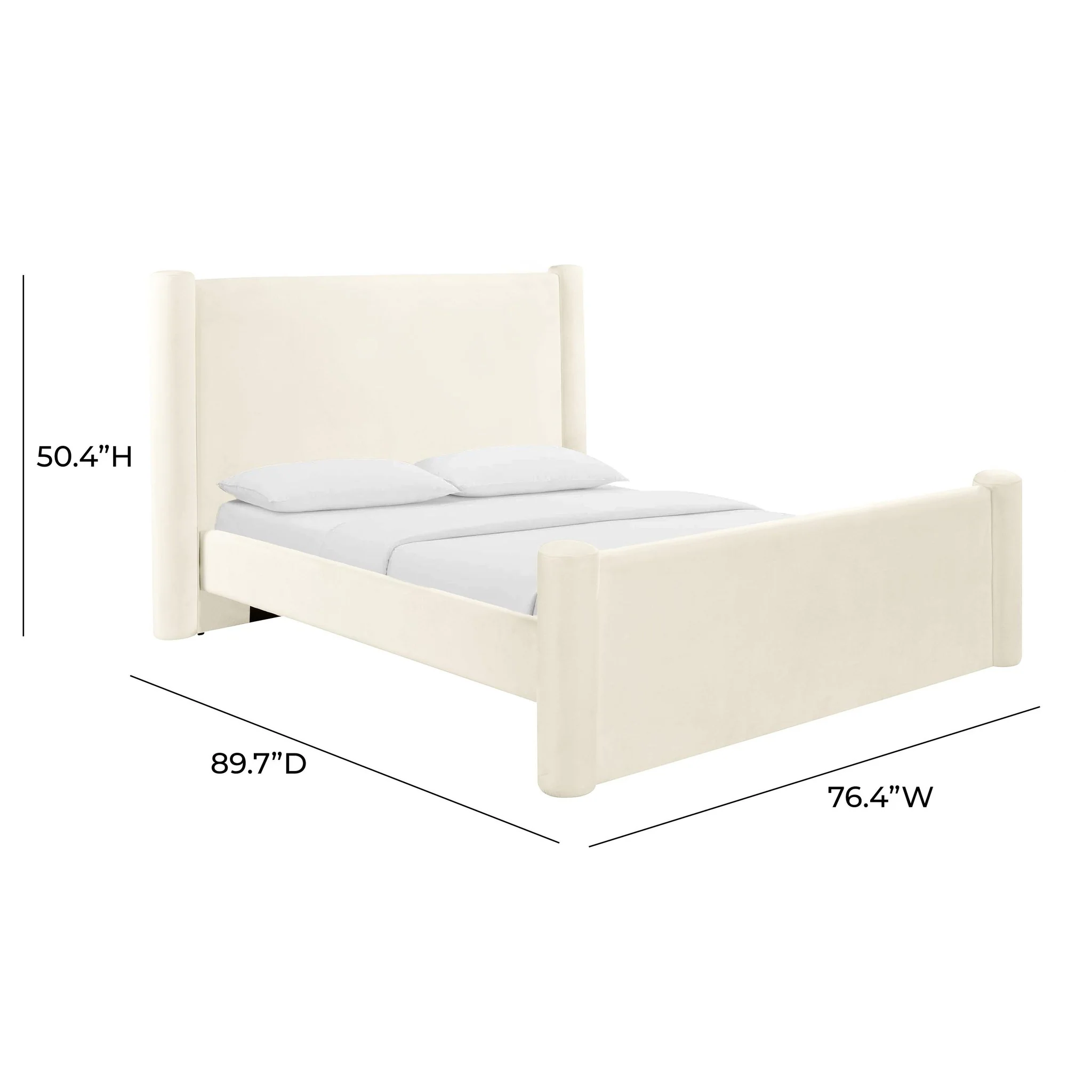 Athara Cream Velvet Queen Bed - Image 8