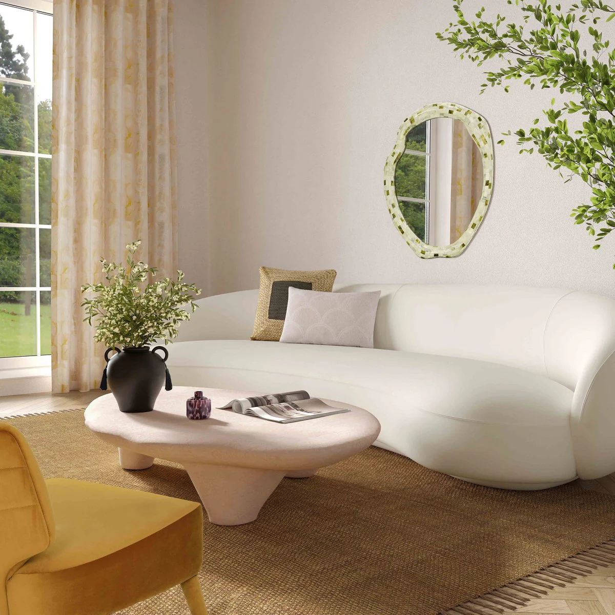 Athen Nude Faux Stone Coffee Table - Image 2