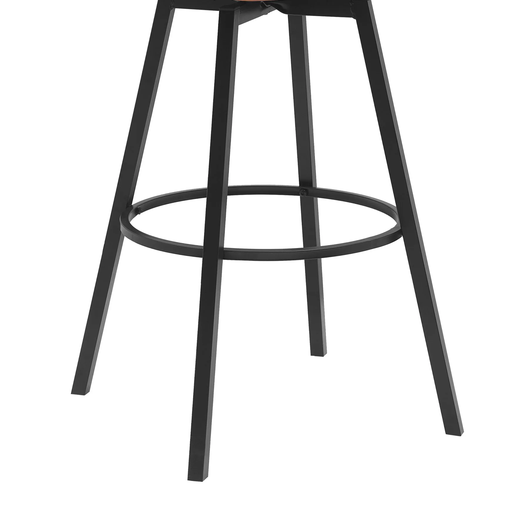 Athena 31" Swivel Walnut Wood Bar Stool in Black Faux Leather with Black Metal - Image 7