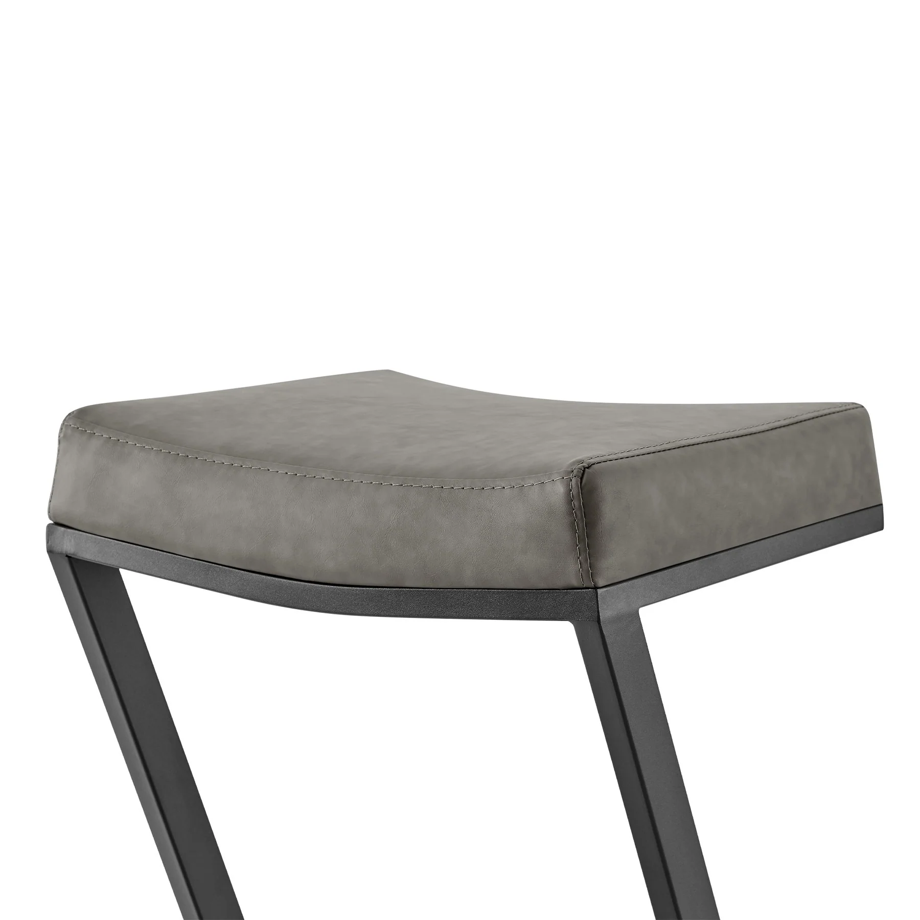Atlantis 26" Backless Counter Stool with Matte Black Iron and Vintage Gray Faux Leather - Image 5
