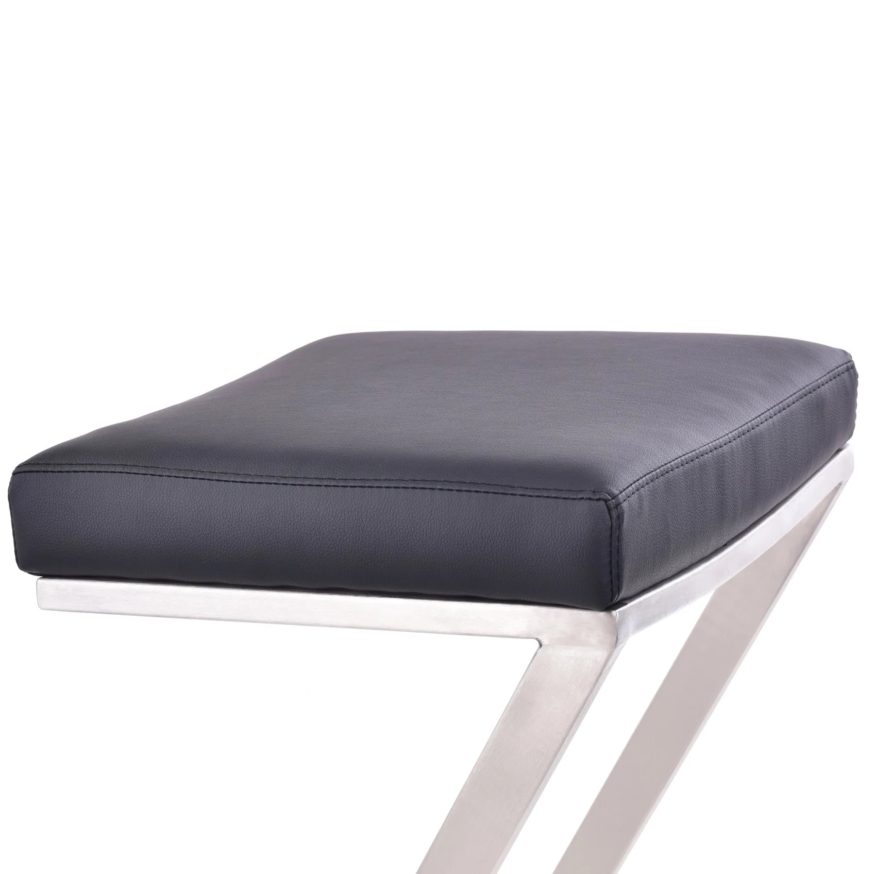 Atlantis 26" Counter Height Backless Black Faux Leather and Brushed Stainless Steel Bar Stool - Image 3