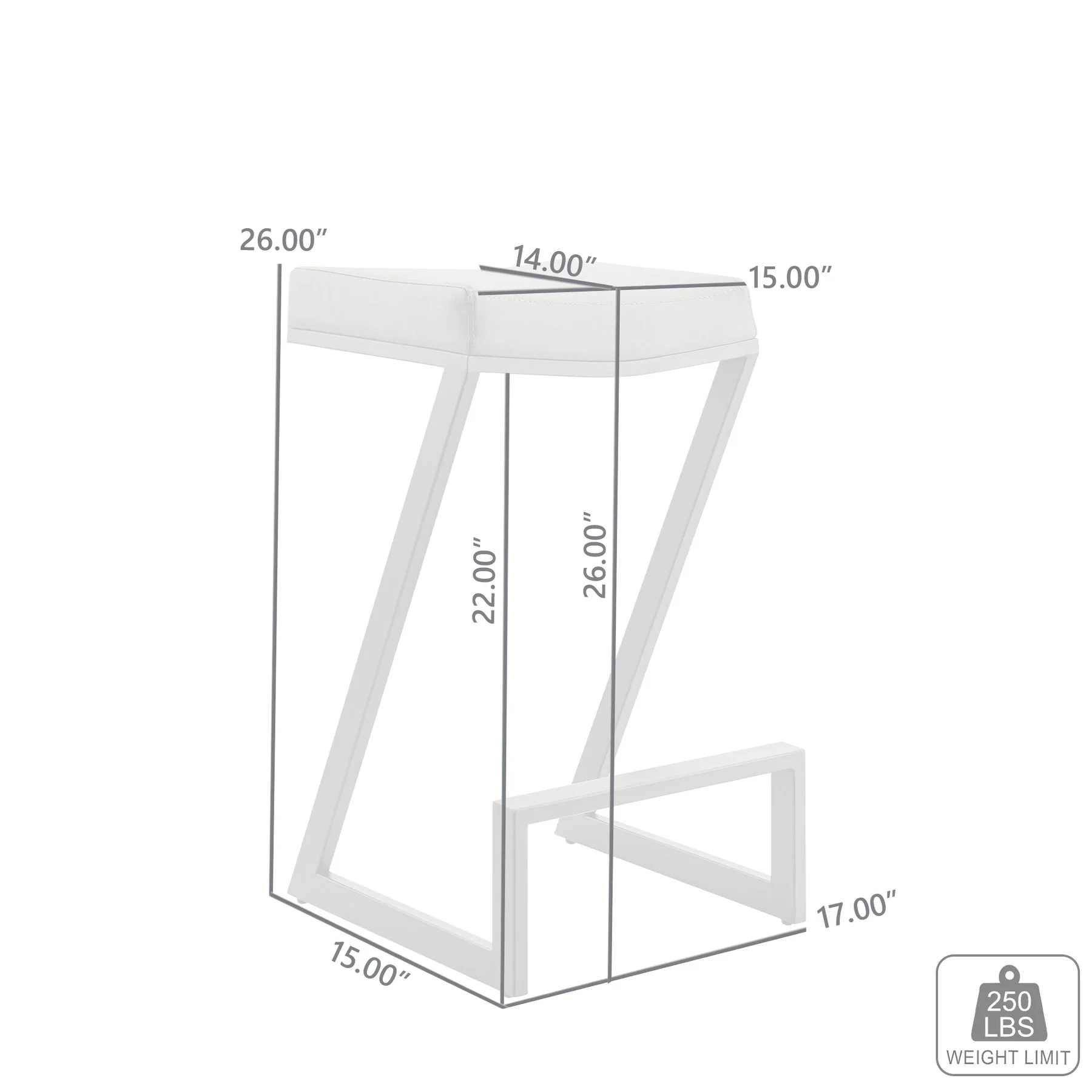 Atlantis 26" Counter Height Backless Black Faux Leather and Brushed Stainless Steel Bar Stool - Image 5