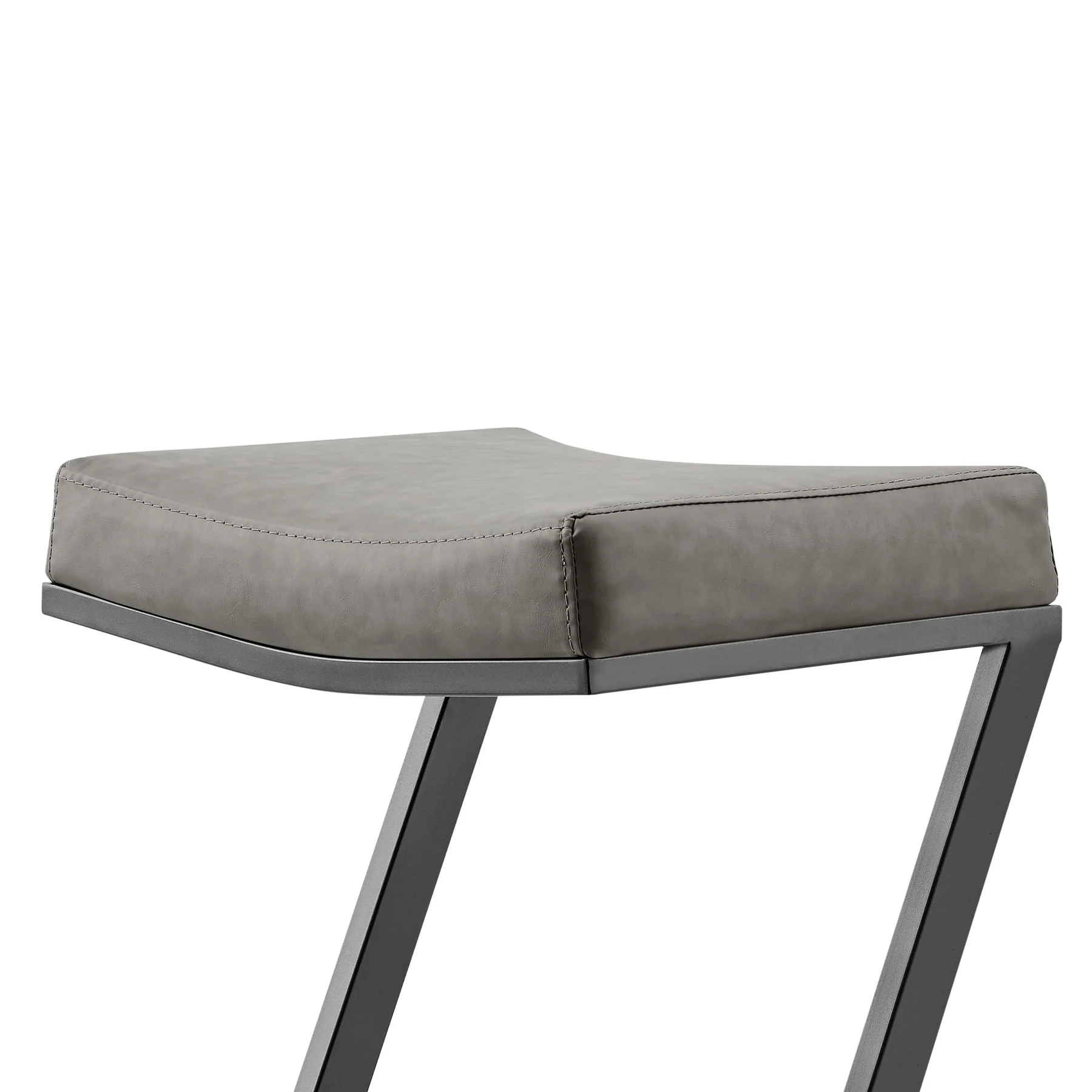 Atlantis 30" Backless Bar Stool with Matte Black Iron and Vintage Gray Faux Leather - Image 4