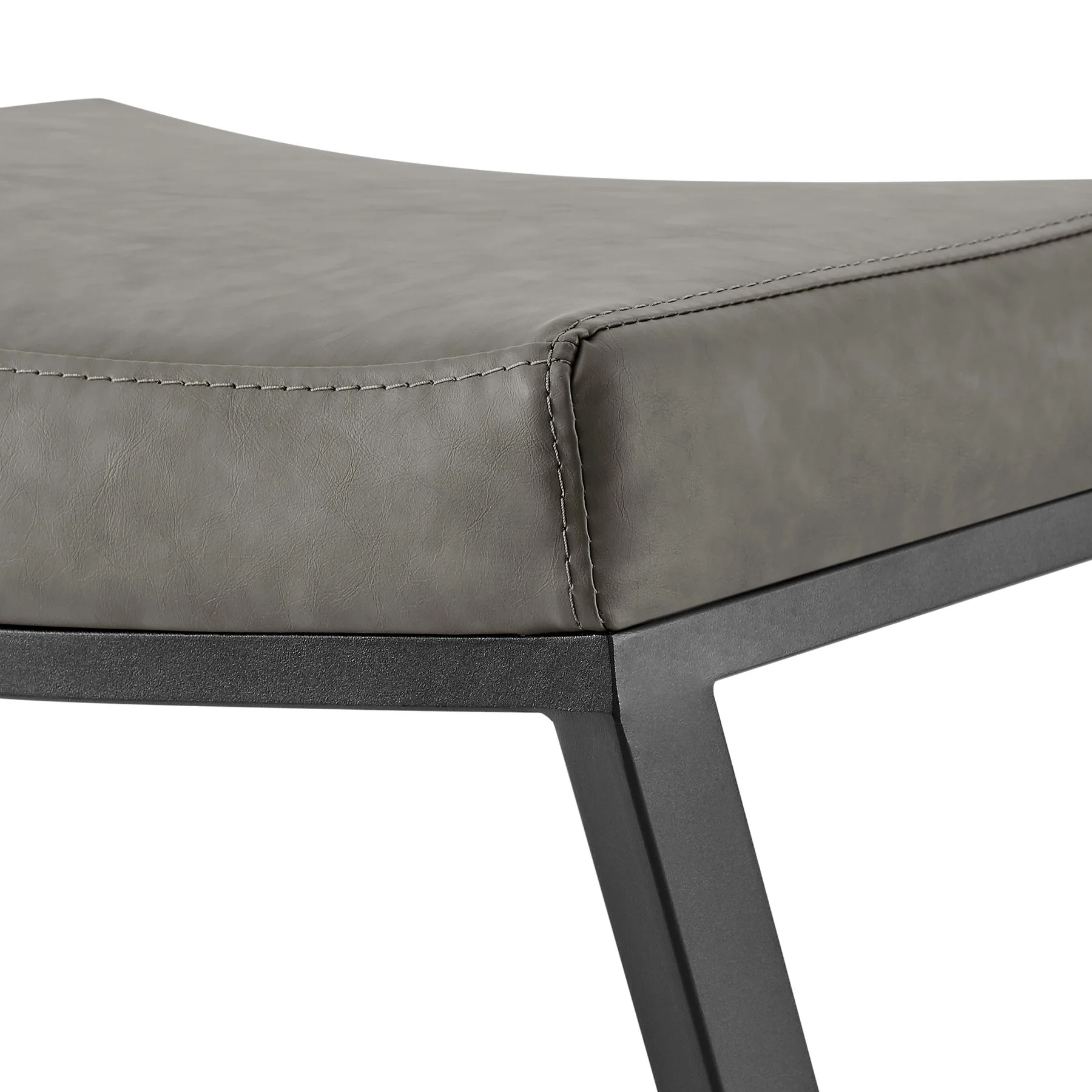 Atlantis 30" Backless Bar Stool with Matte Black Iron and Vintage Gray Faux Leather - Image 6
