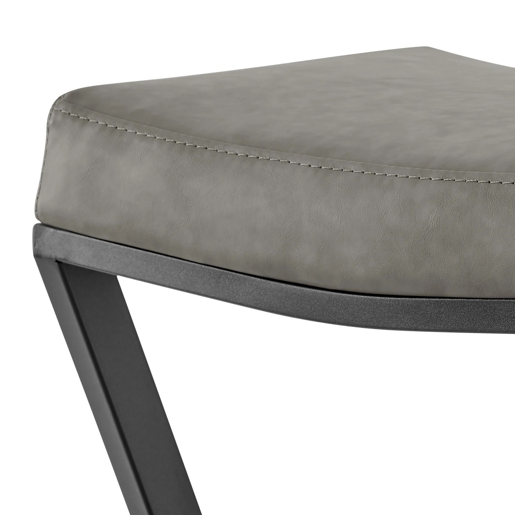 Atlantis 30" Backless Bar Stool with Matte Black Iron and Vintage Gray Faux Leather - Image 7