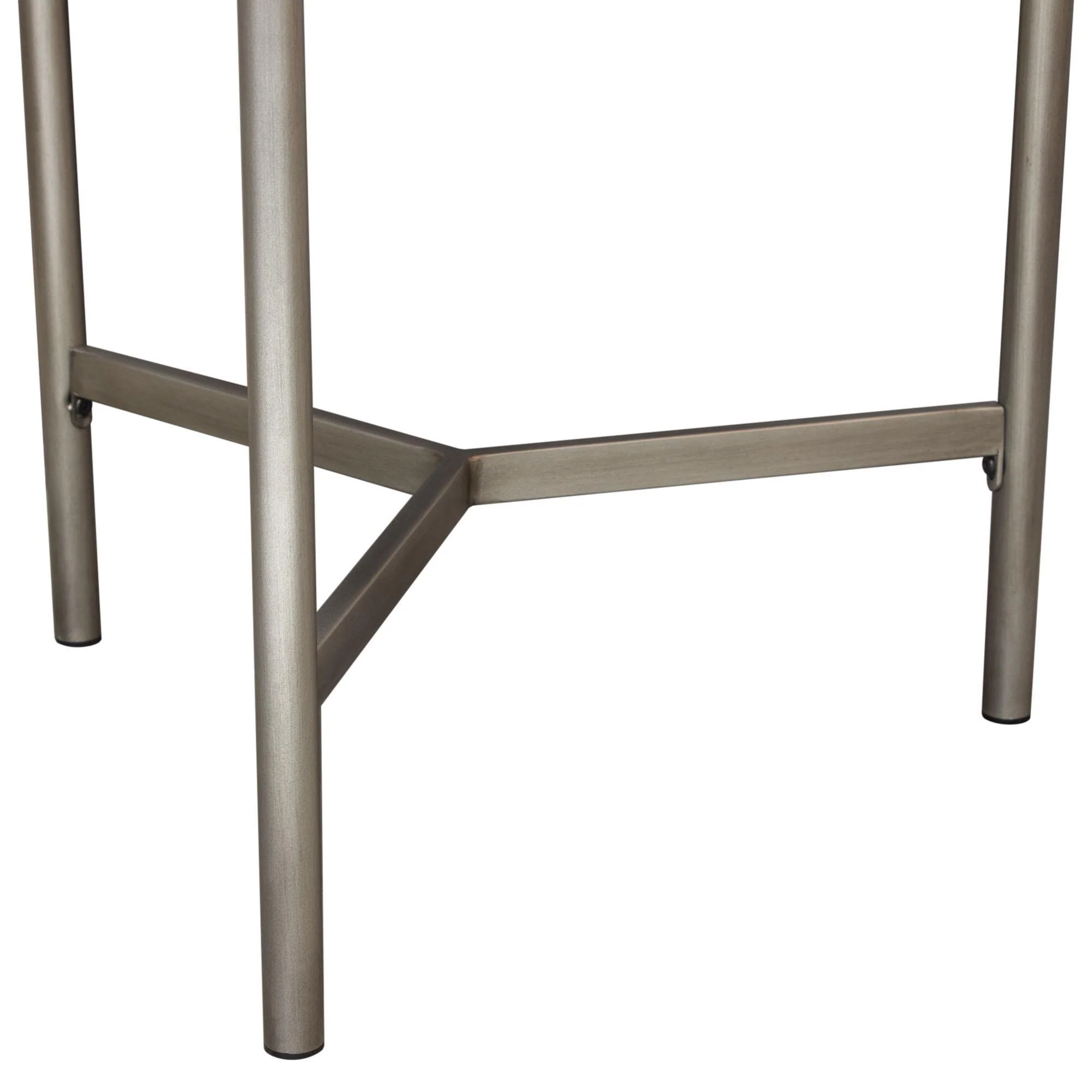 Atwood 22" Round End Table w/ Grey Oak Veneer Top & Brushed Silver Metal Base by Diamond Sofa - Image 6
