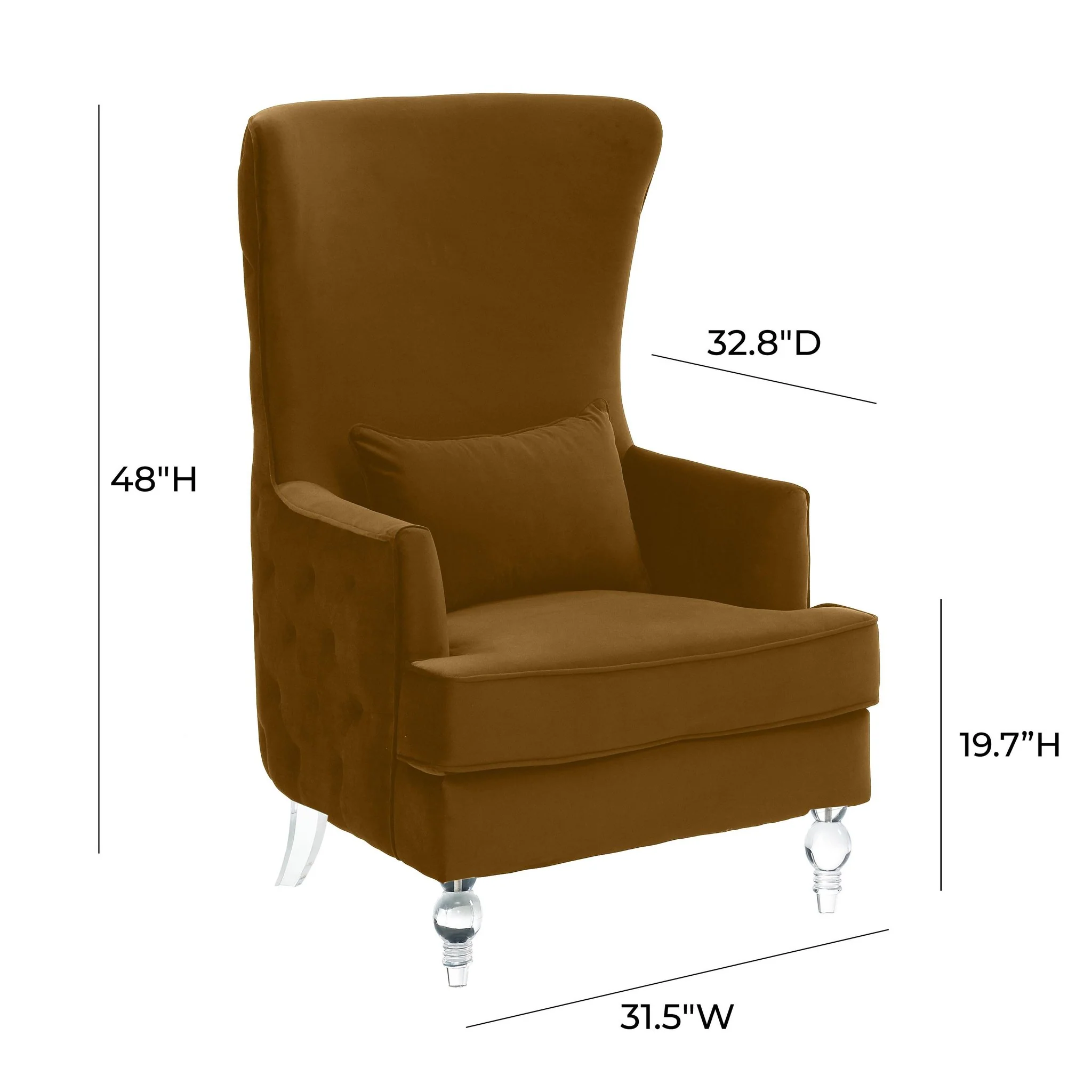 Aubree Tall Chair with Acrylic Legs - Cognac - Image 4
