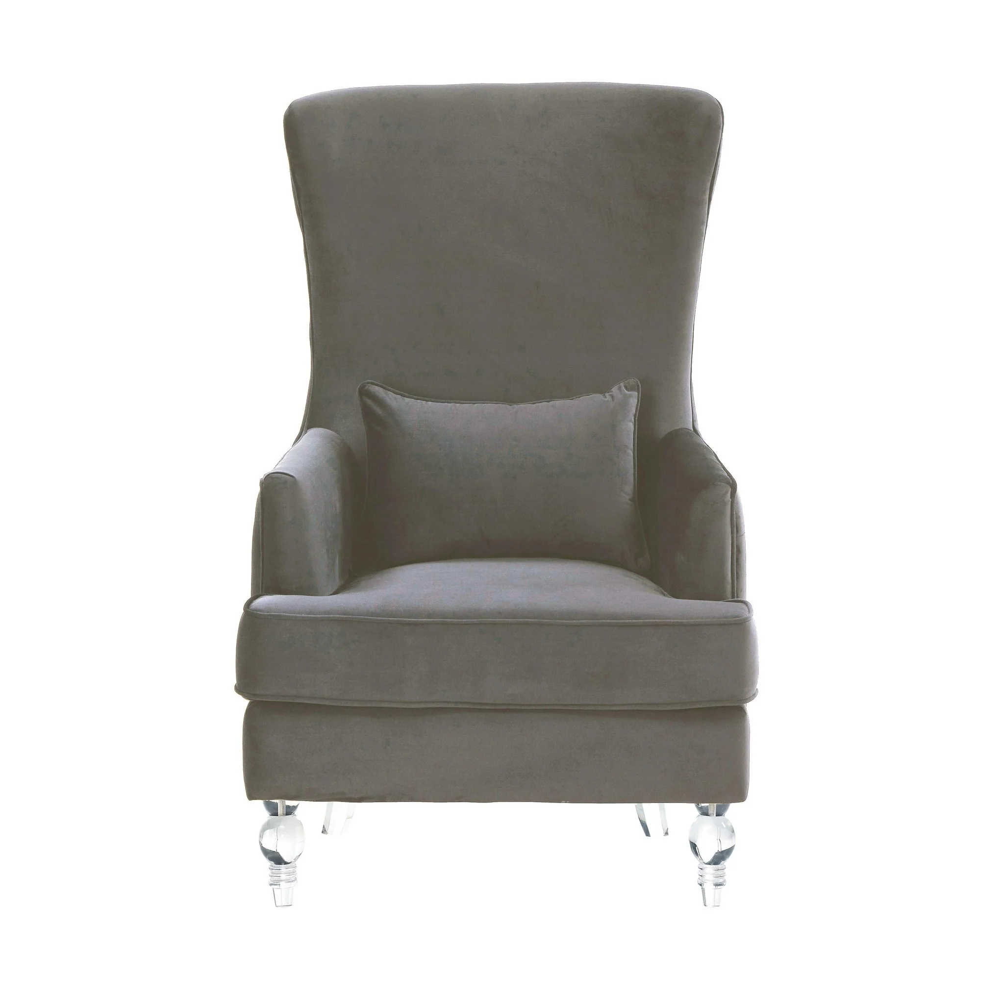 Aubree Tall Chair with Acrylic Legs - Grey - Image 2