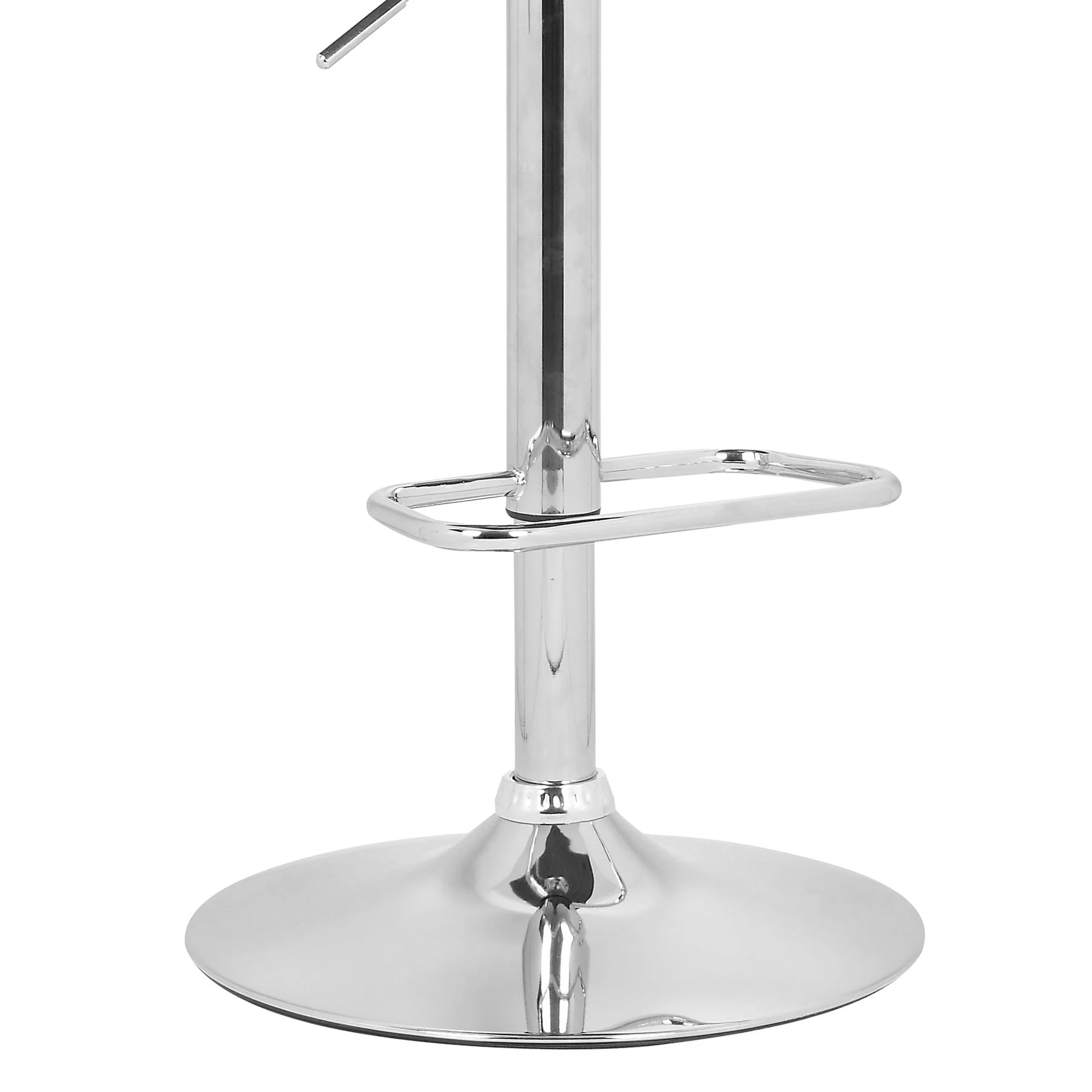 Aubrey Adjustable Height Swivel Cream Faux Leather and Chrome Bar Stool with Walnut Wood - Image 6