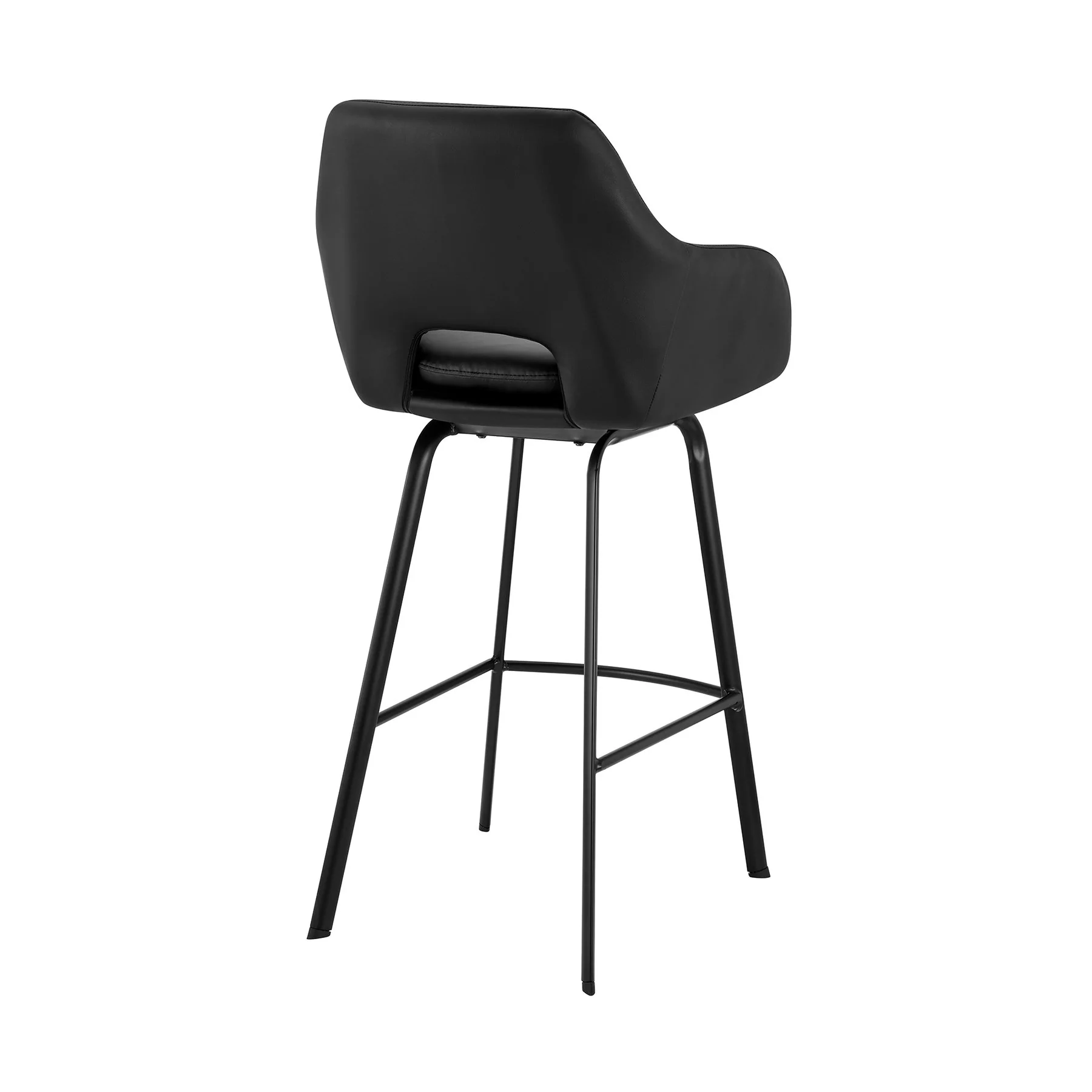 Aura Black Faux Leather and Black Metal Swivel 26" Counter Stool - Image 4