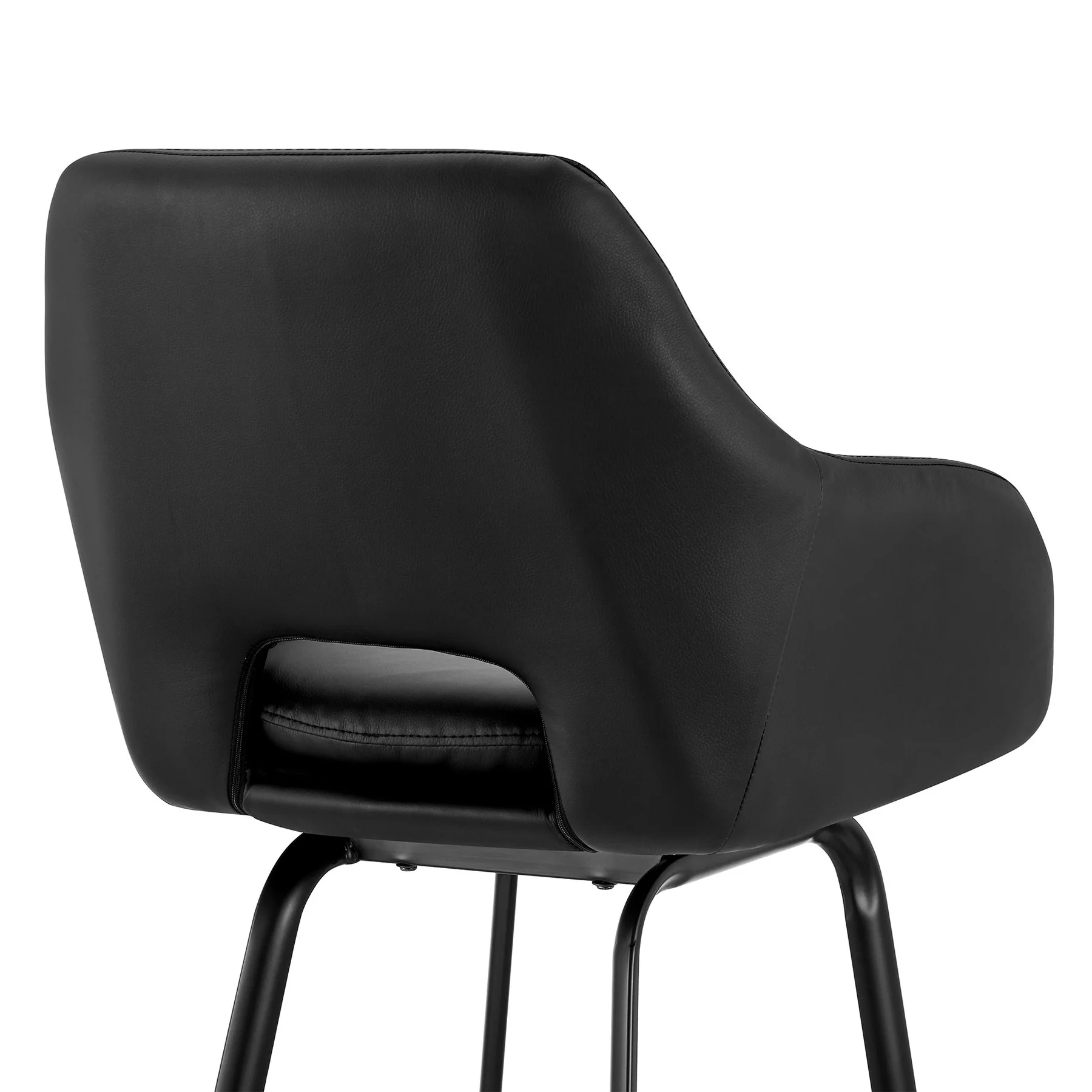 Aura Black Faux Leather and Black Metal Swivel 26" Counter Stool - Image 7