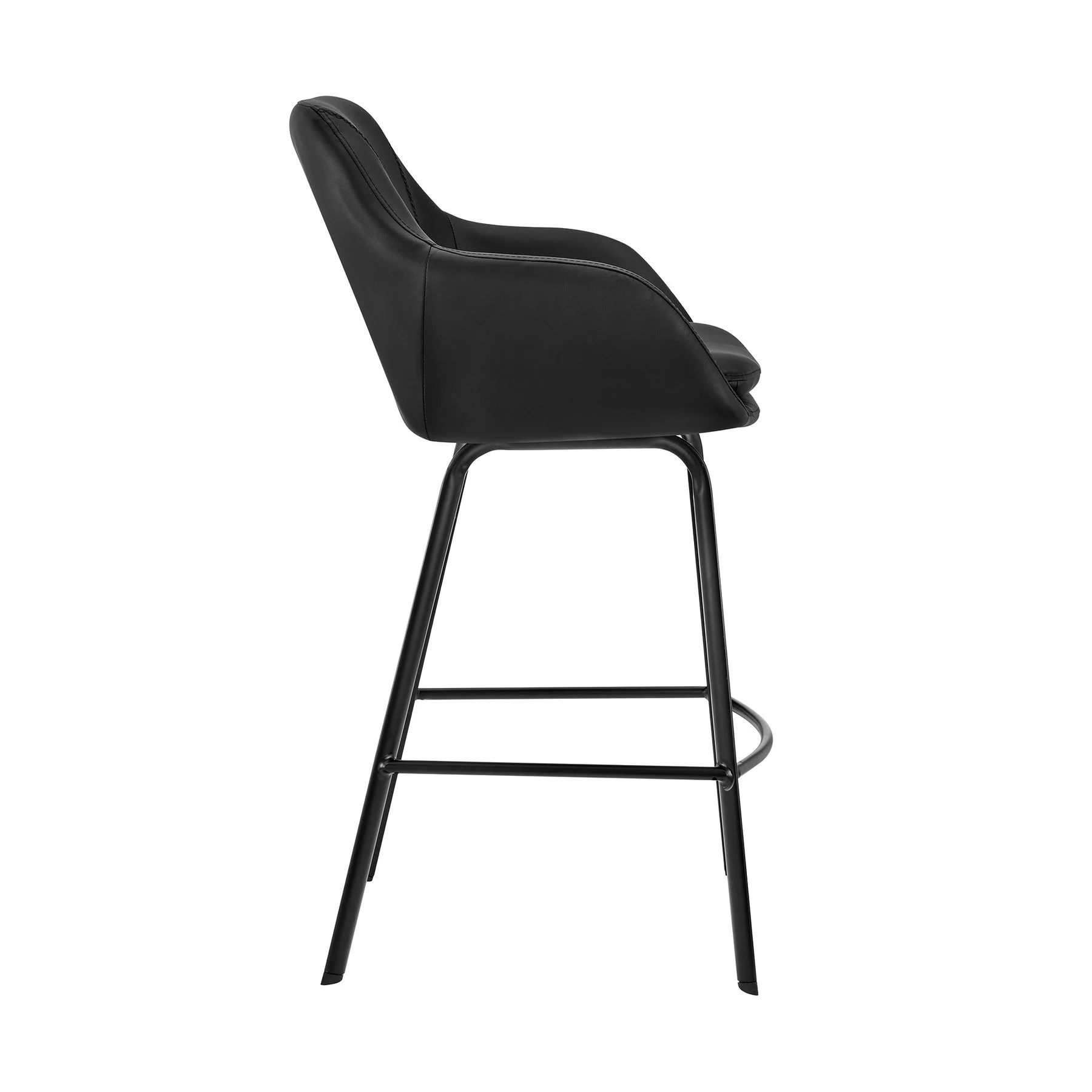 Aura Black Faux Leather and Black Metal Swivel 30" Bar Stool - Image 3