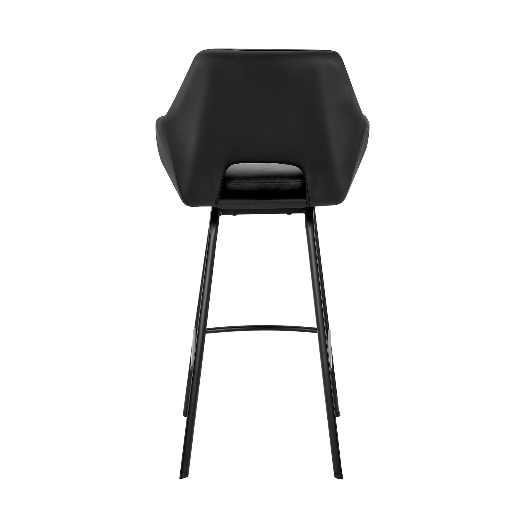Aura Black Faux Leather and Black Metal Swivel 30" Bar Stool - Image 5