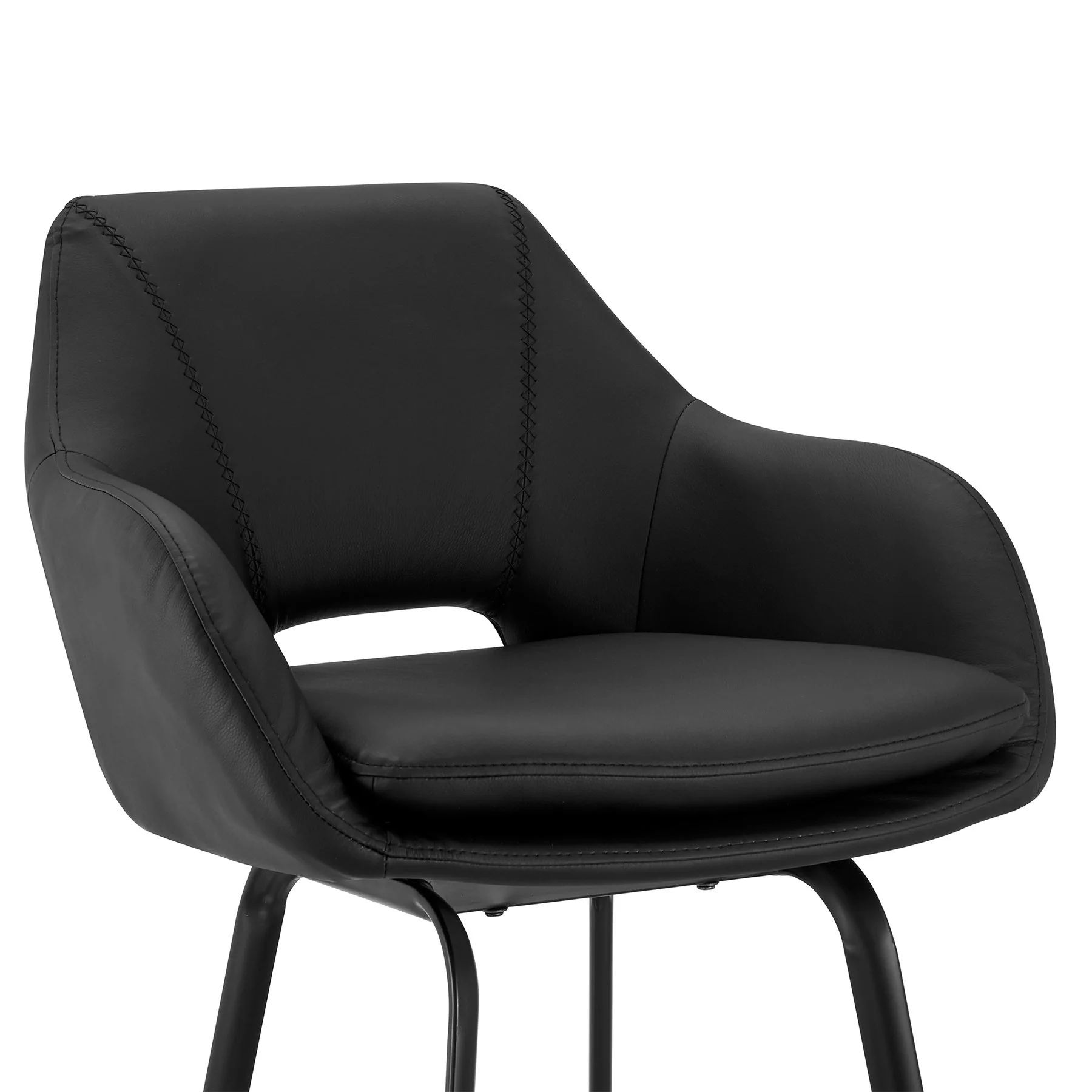 Aura Black Faux Leather and Black Metal Swivel 30" Bar Stool - Image 6
