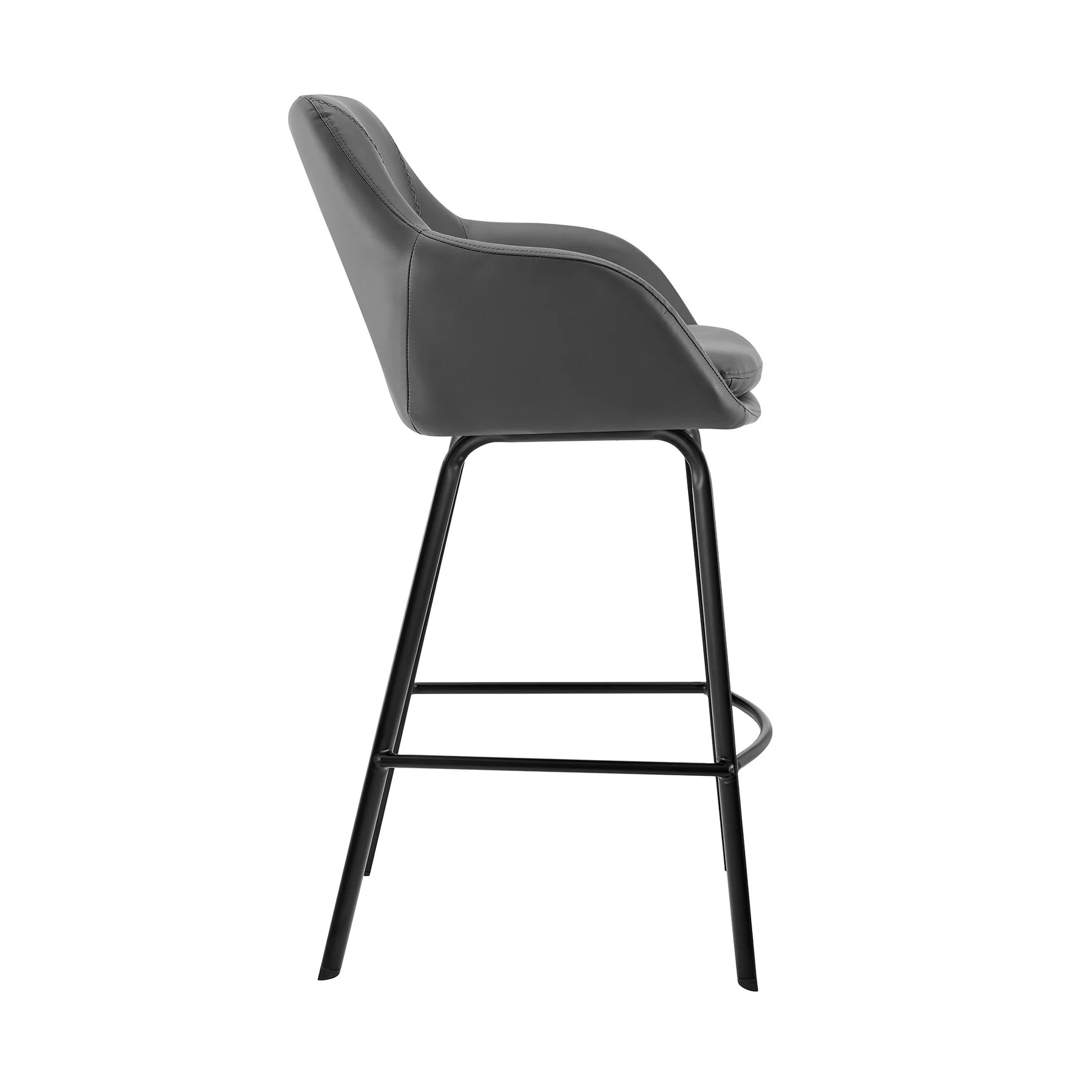 Aura Gray Faux Leather and Black Metal Swivel 26" Counter Stool - Image 3