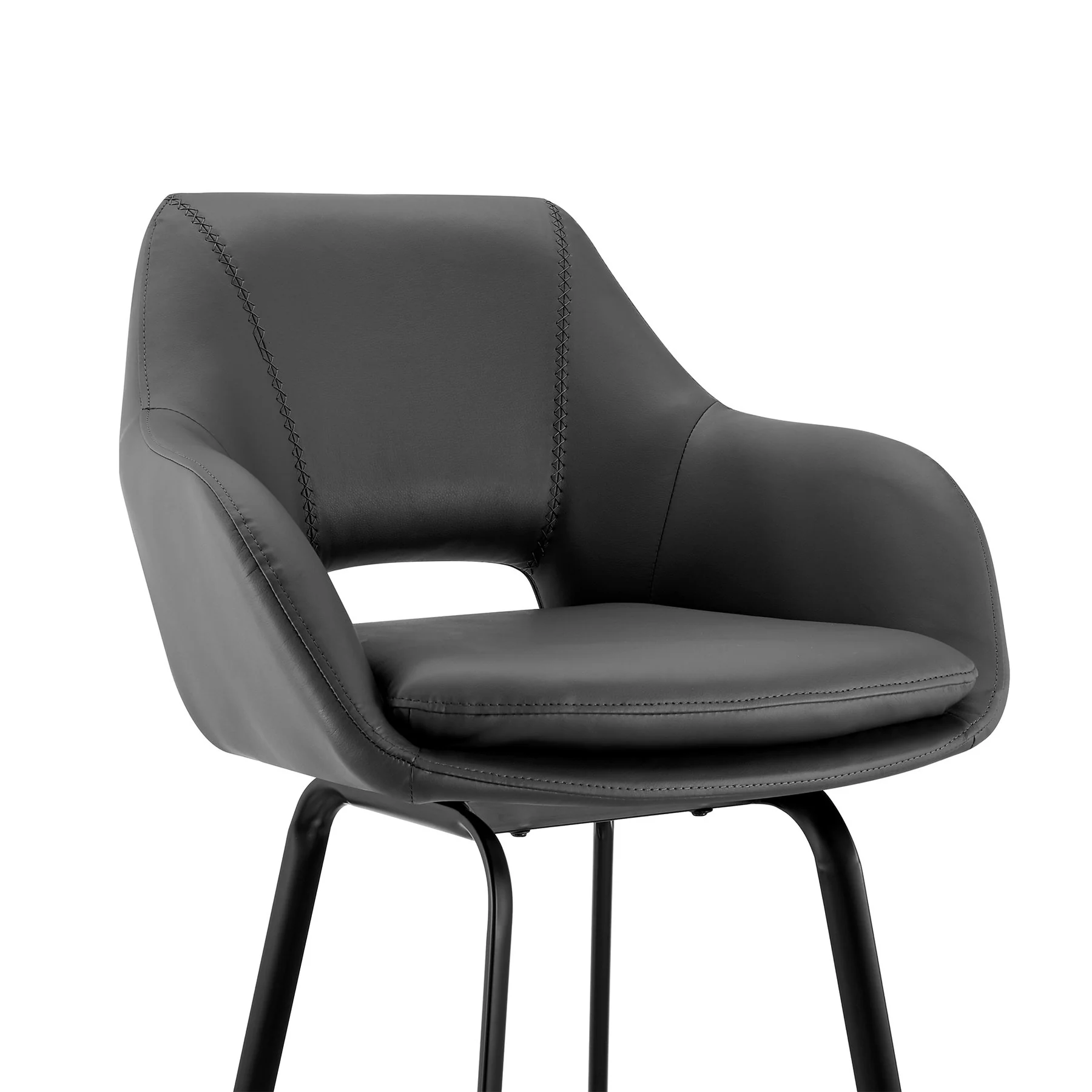 Aura Gray Faux Leather and Black Metal Swivel 26" Counter Stool - Image 6