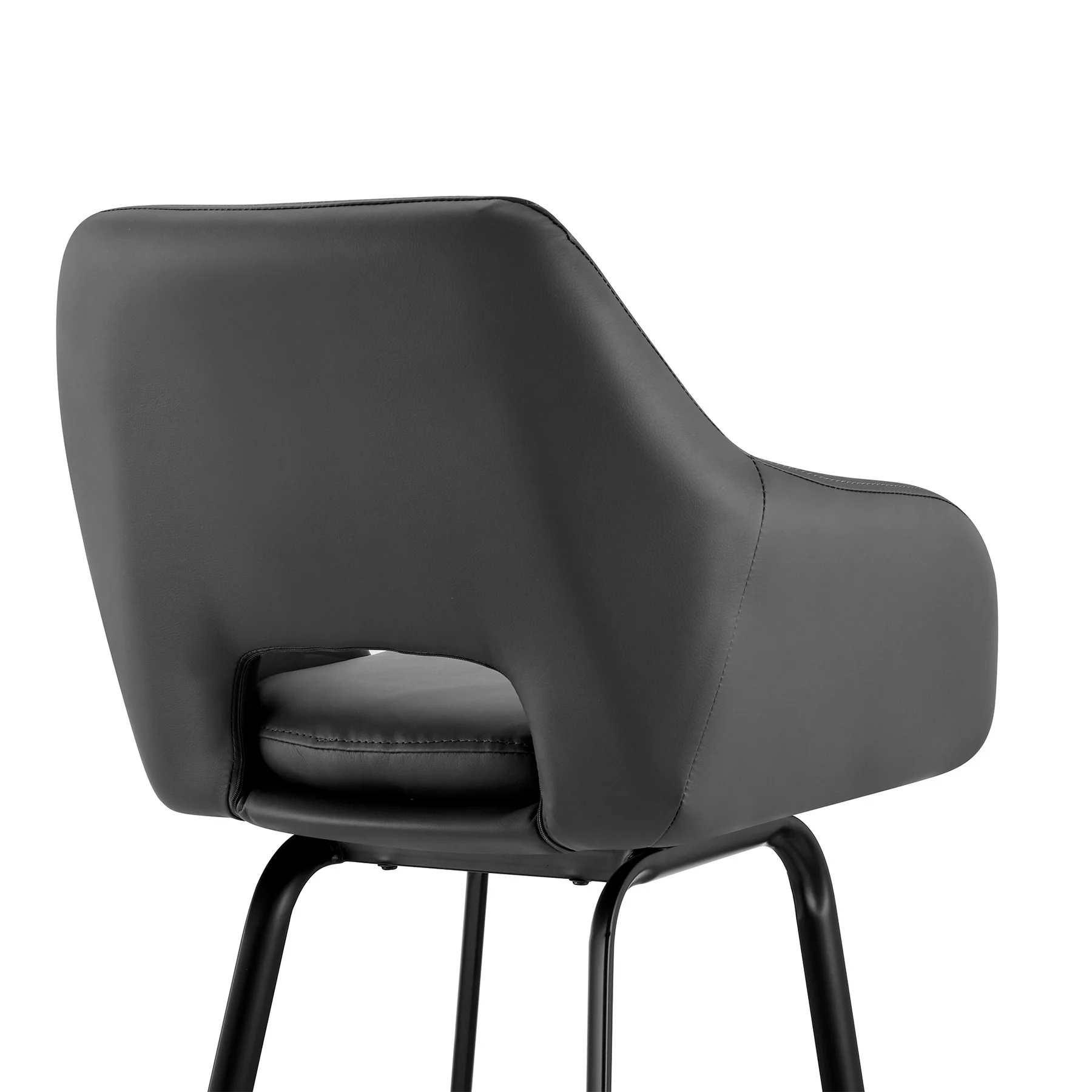 Aura Gray Faux Leather and Black Metal Swivel 26" Counter Stool - Image 7