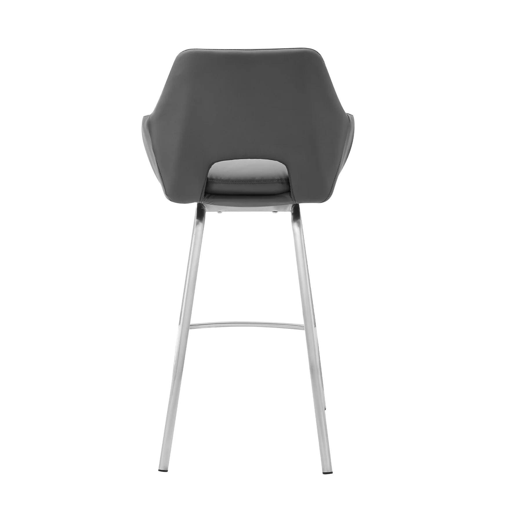 Aura Gray Faux Leather and Brushed Stainless Steel Swivel 26" Counter Stool - Image 5