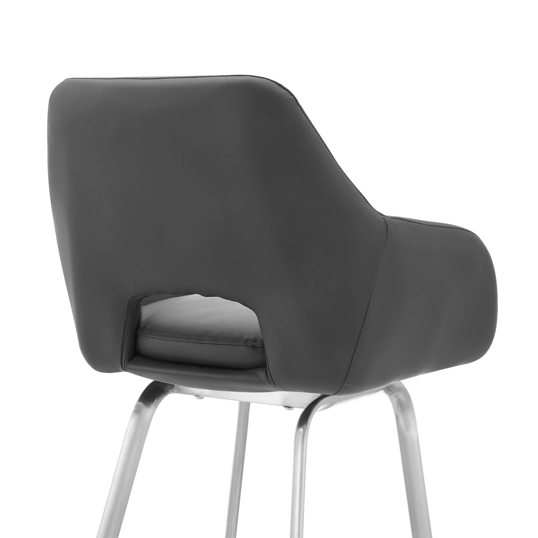 Aura Gray Faux Leather and Brushed Stainless Steel Swivel 30" Bar Stool - Image 7