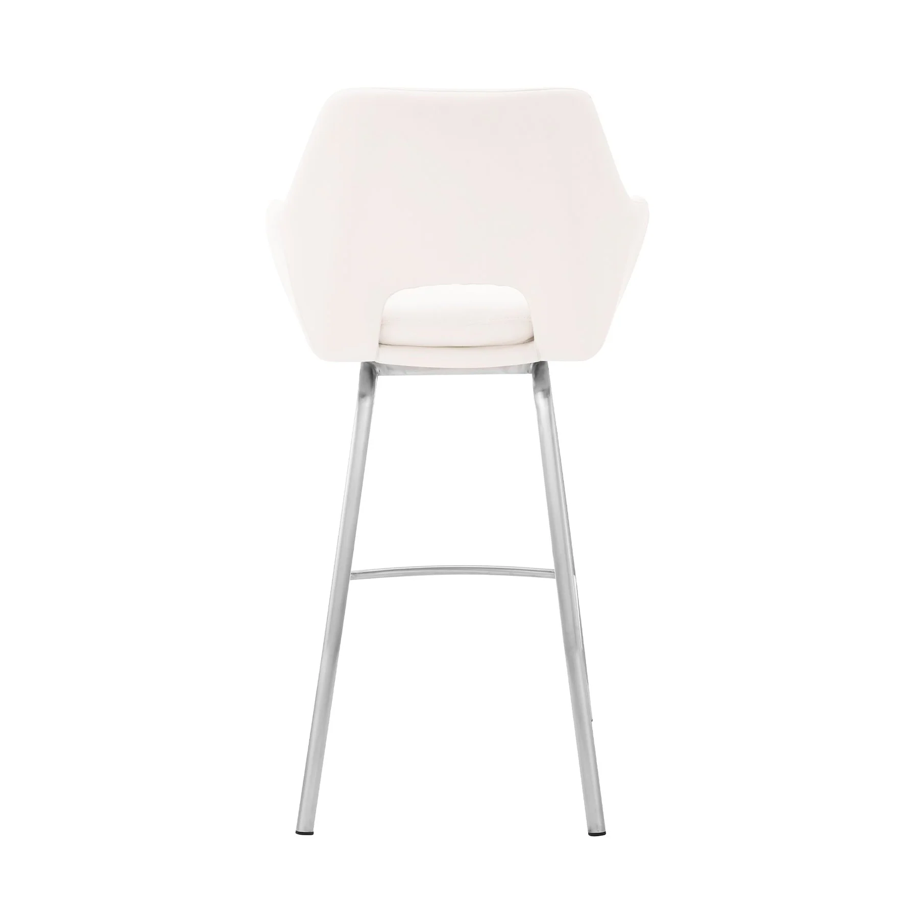 Aura White Faux Leather and Brushed Stainless Steel Swivel 30" Bar Stool - Image 5