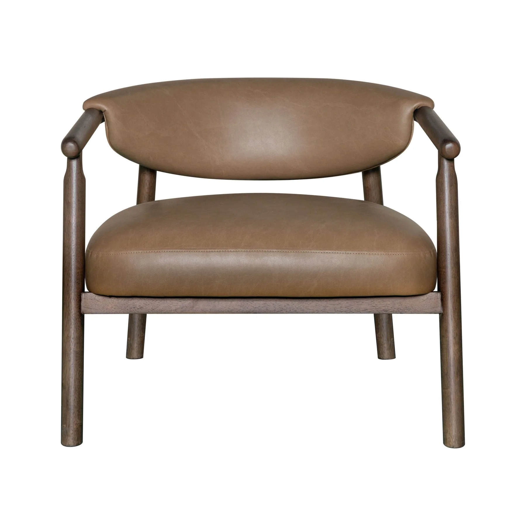 Autumn Accent Chair in Bistre Brown Faux Leather with Dark Chestnut Brown Finish - Image 2