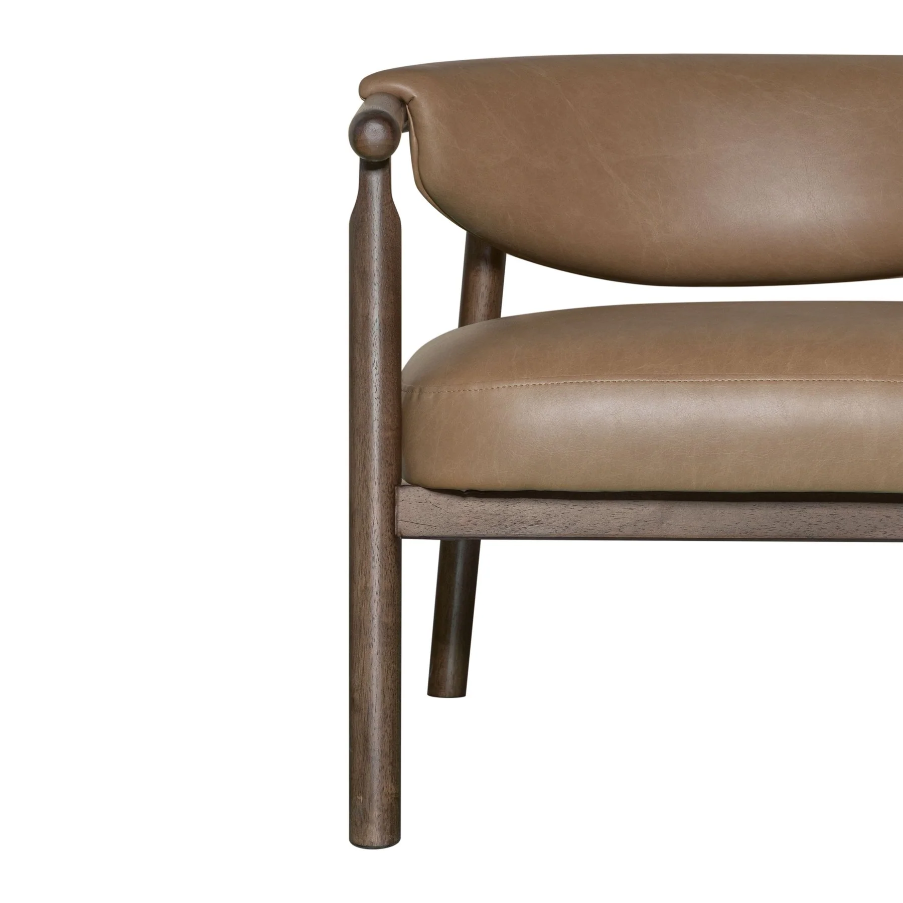 Autumn Accent Chair in Bistre Brown Faux Leather with Dark Chestnut Brown Finish - Image 4