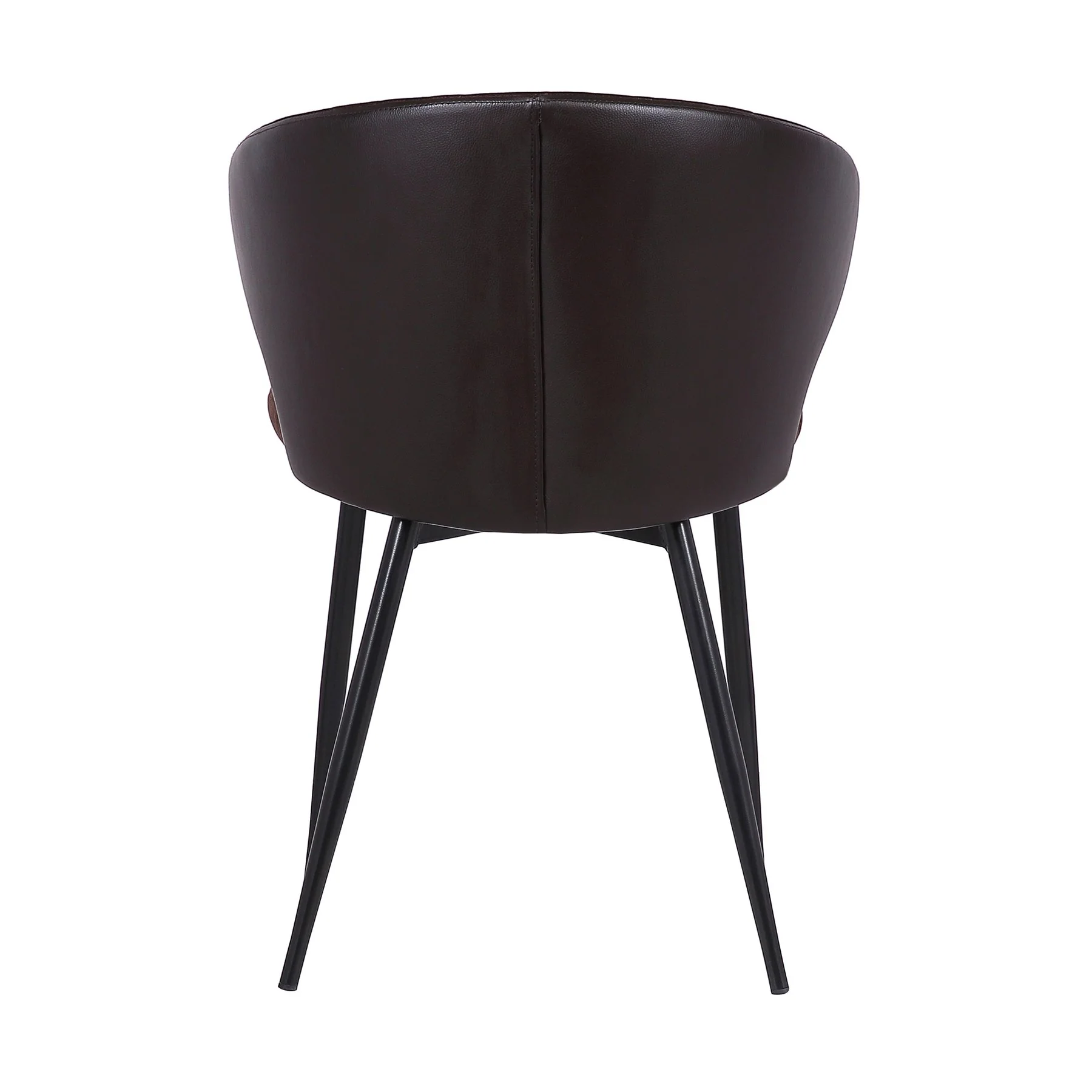 Ava Contemporary Dining Chair in Black Powder Coated Finish with Brown Velvet and Brown Faux Leather Back - Image 3