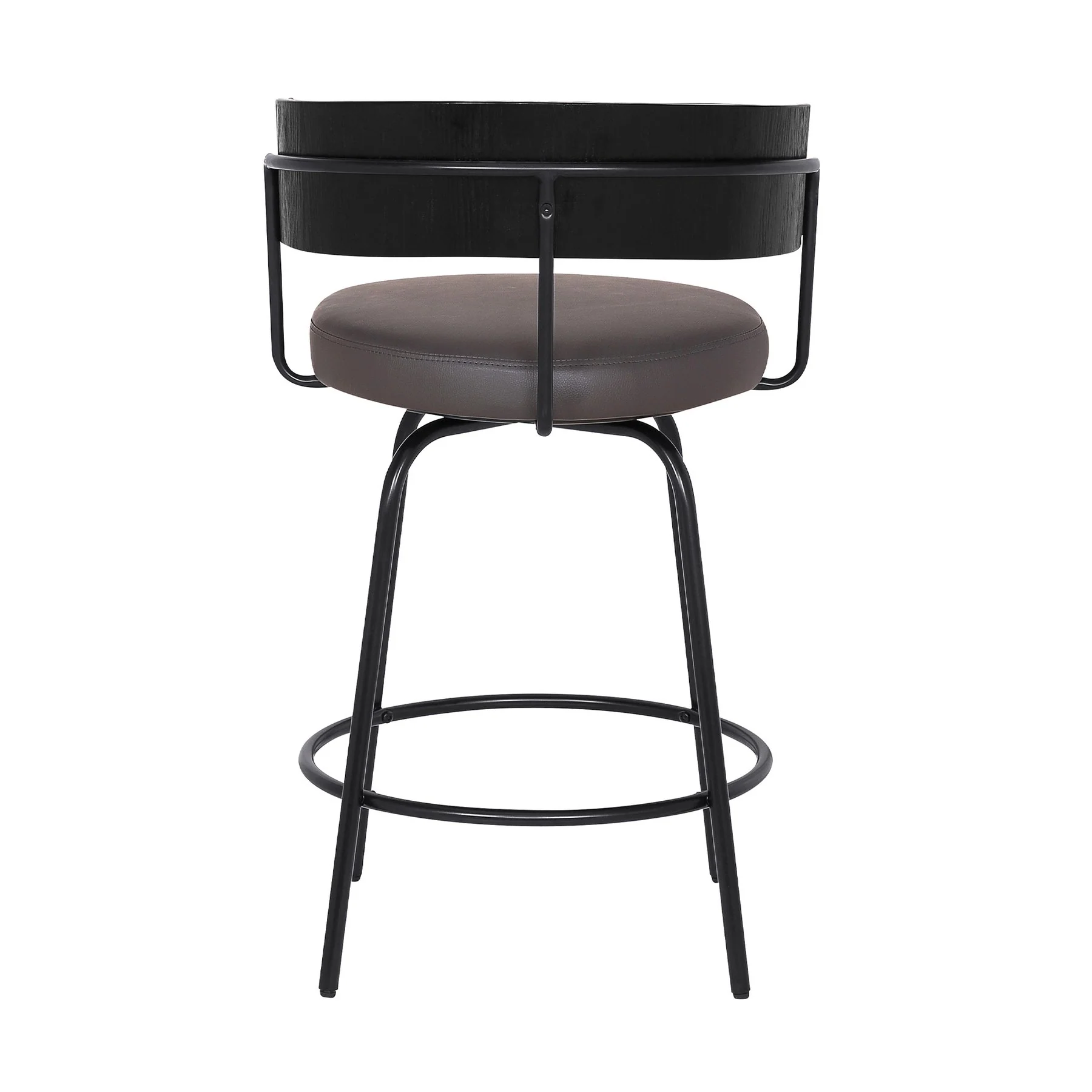 Avalon 26" Gray Faux Leather Swivel Barstool in Black Powder Coated Finish - Image 5