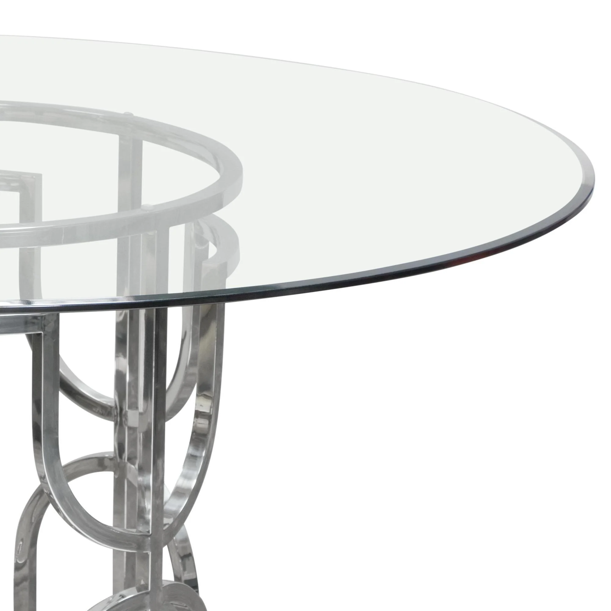 Avalon 54" Round Glass Top Dining Table with Round Stainless Steel Base by Diamond Sofa - Image 4