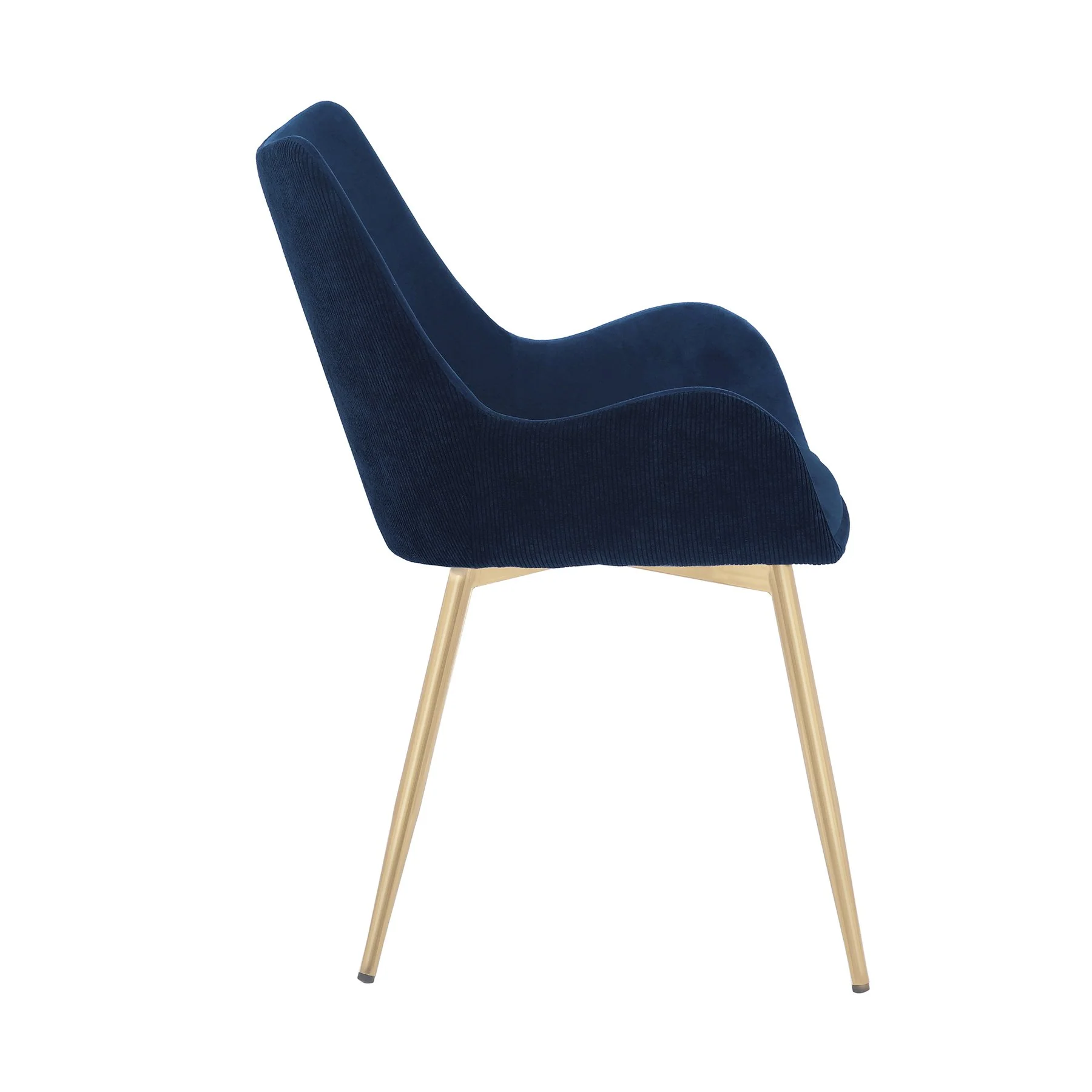 Avery Blue Fabric Dining Room Chair with Gold Legs - Image 3