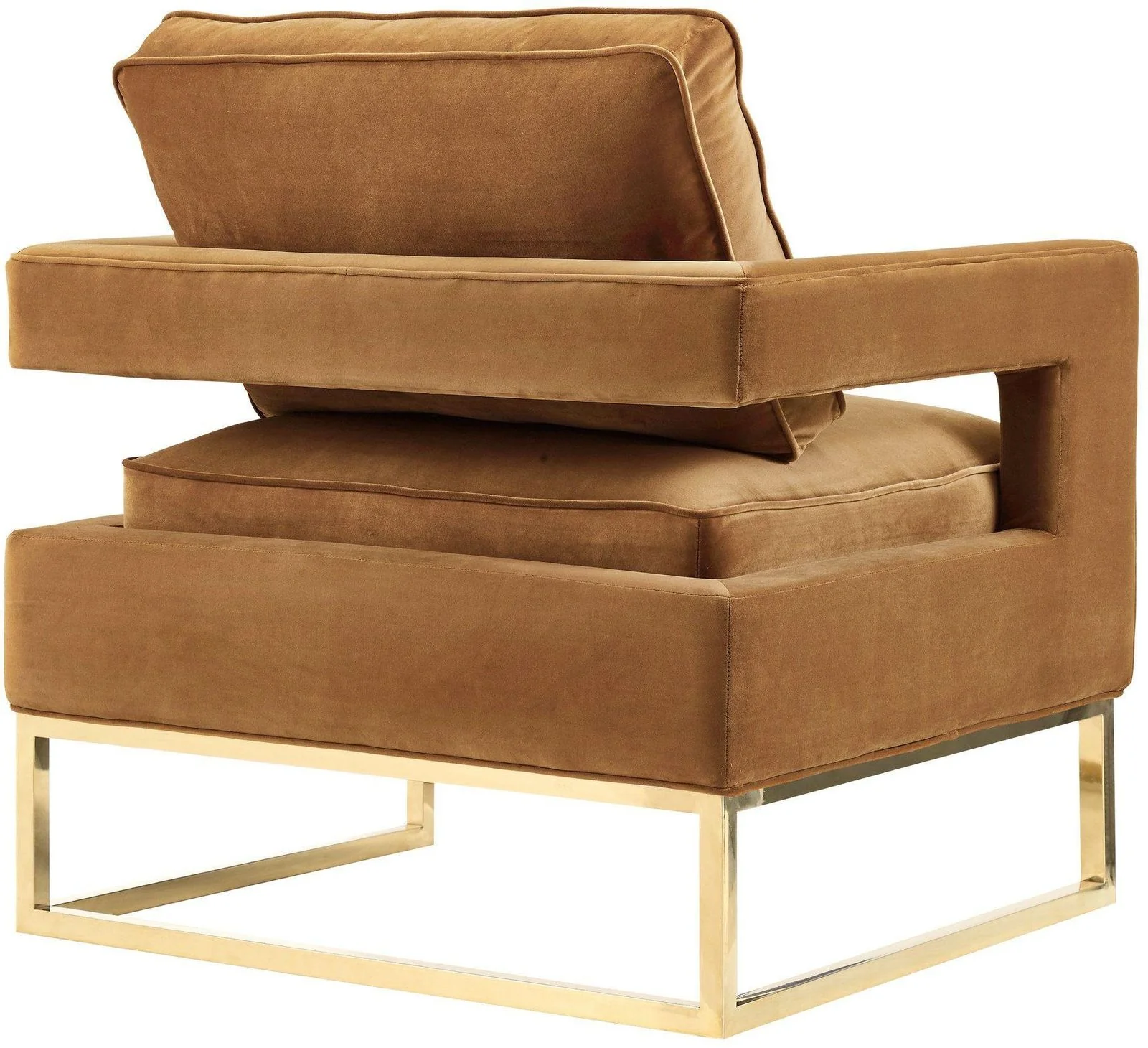 Avery Cognac Velvet Chair With Polished Gold Base - Image 4