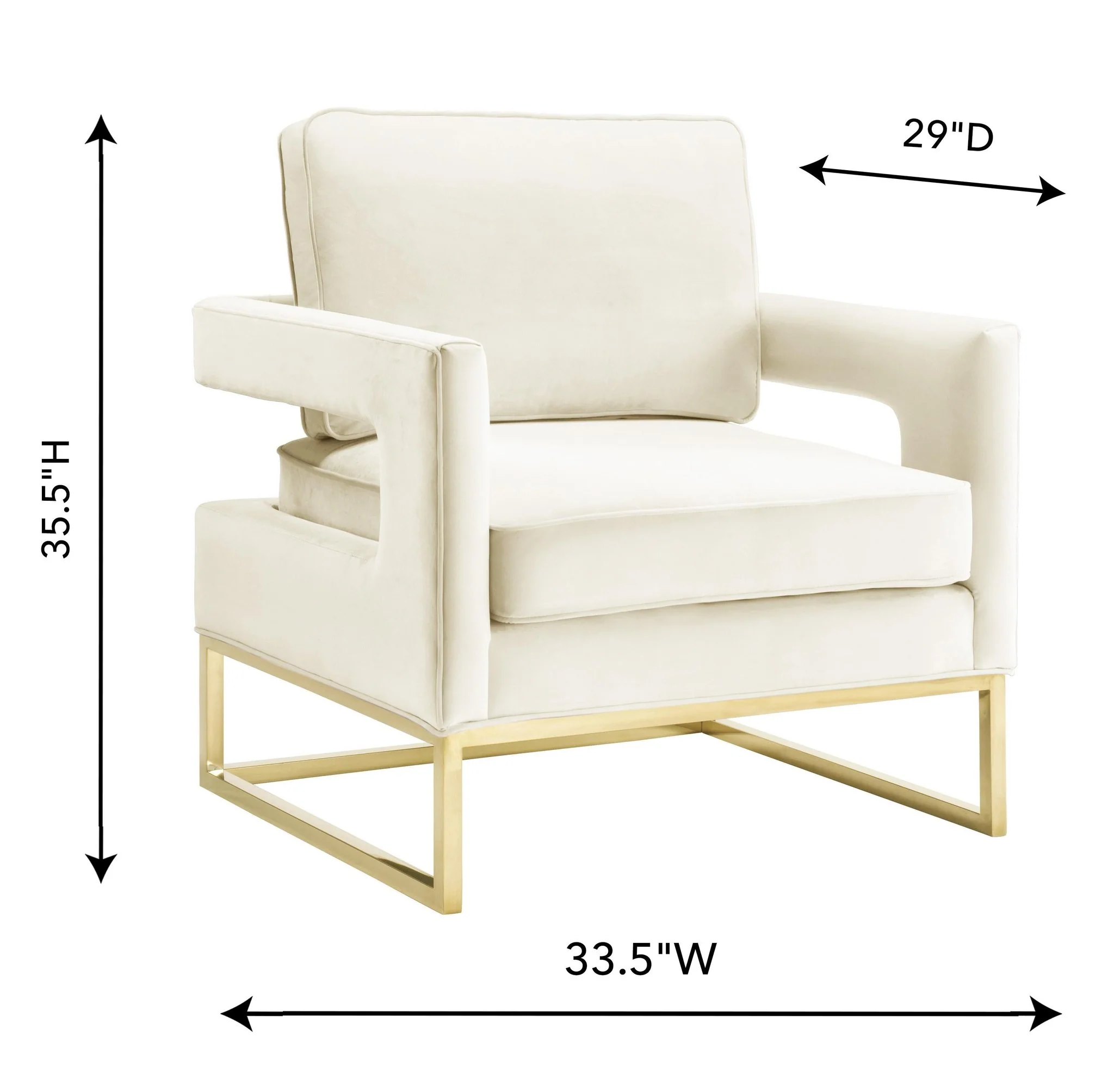 Avery Cream Velvet Chair - Image 7