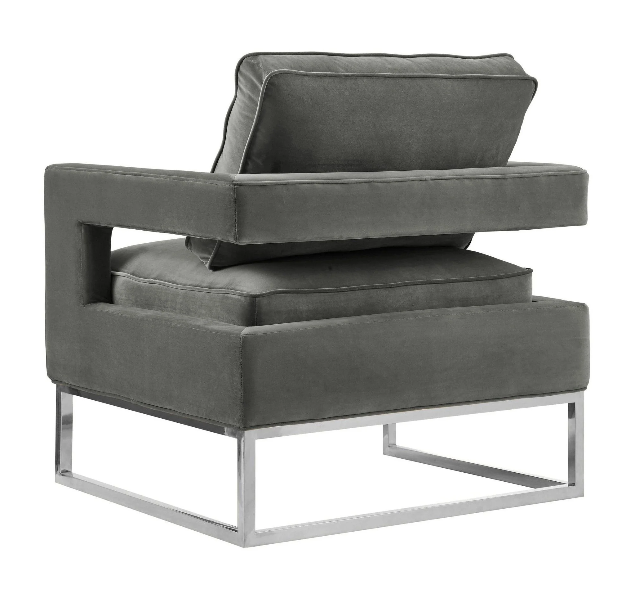 Avery Grey Velvet Chair - Silver Frame - Image 4