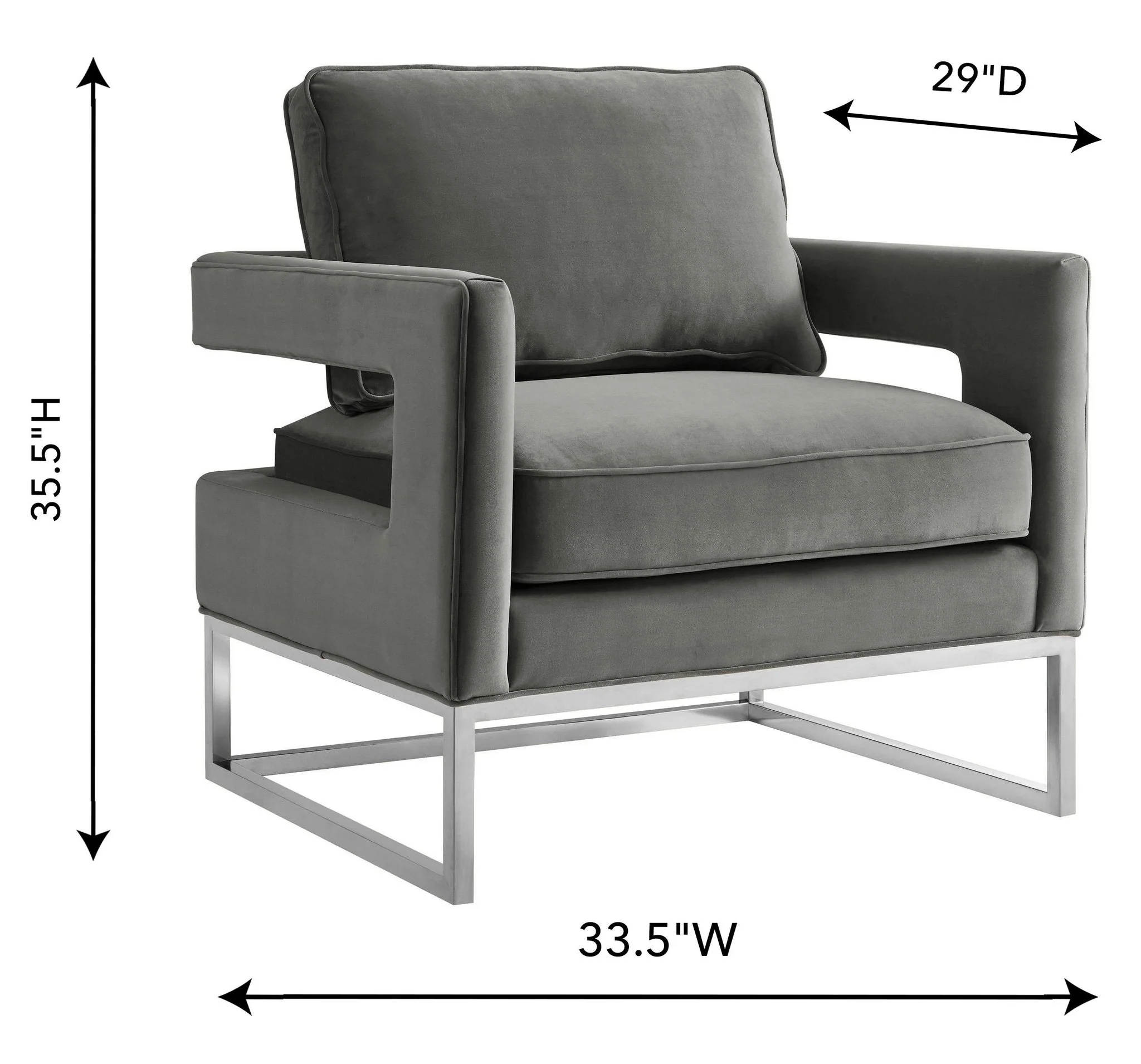 Avery Grey Velvet Chair - Silver Frame - Image 6
