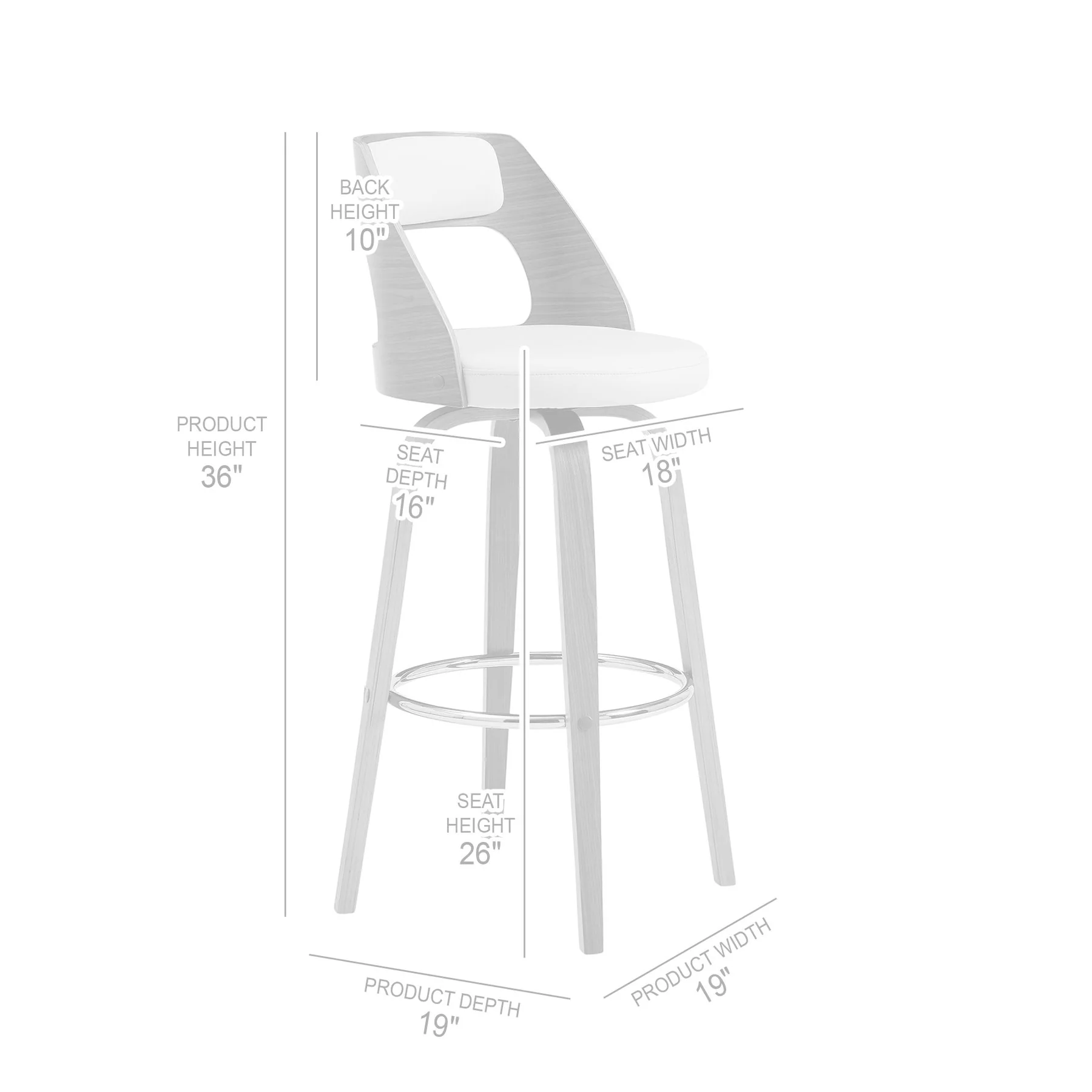 Axel 26" Swivel Counter Stool in Cream Faux Leather and Walnut Wood - Image 8