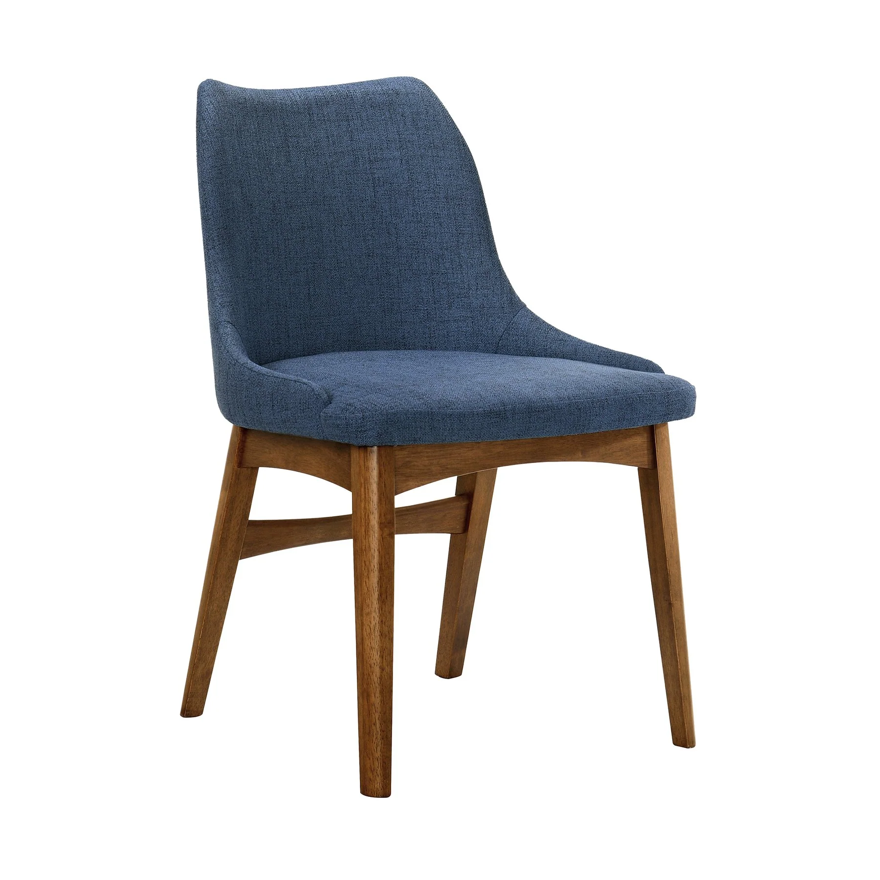 Azalea Blue Fabric and Walnut Wood Dining Side Chairs - Set of 2 - Image 2